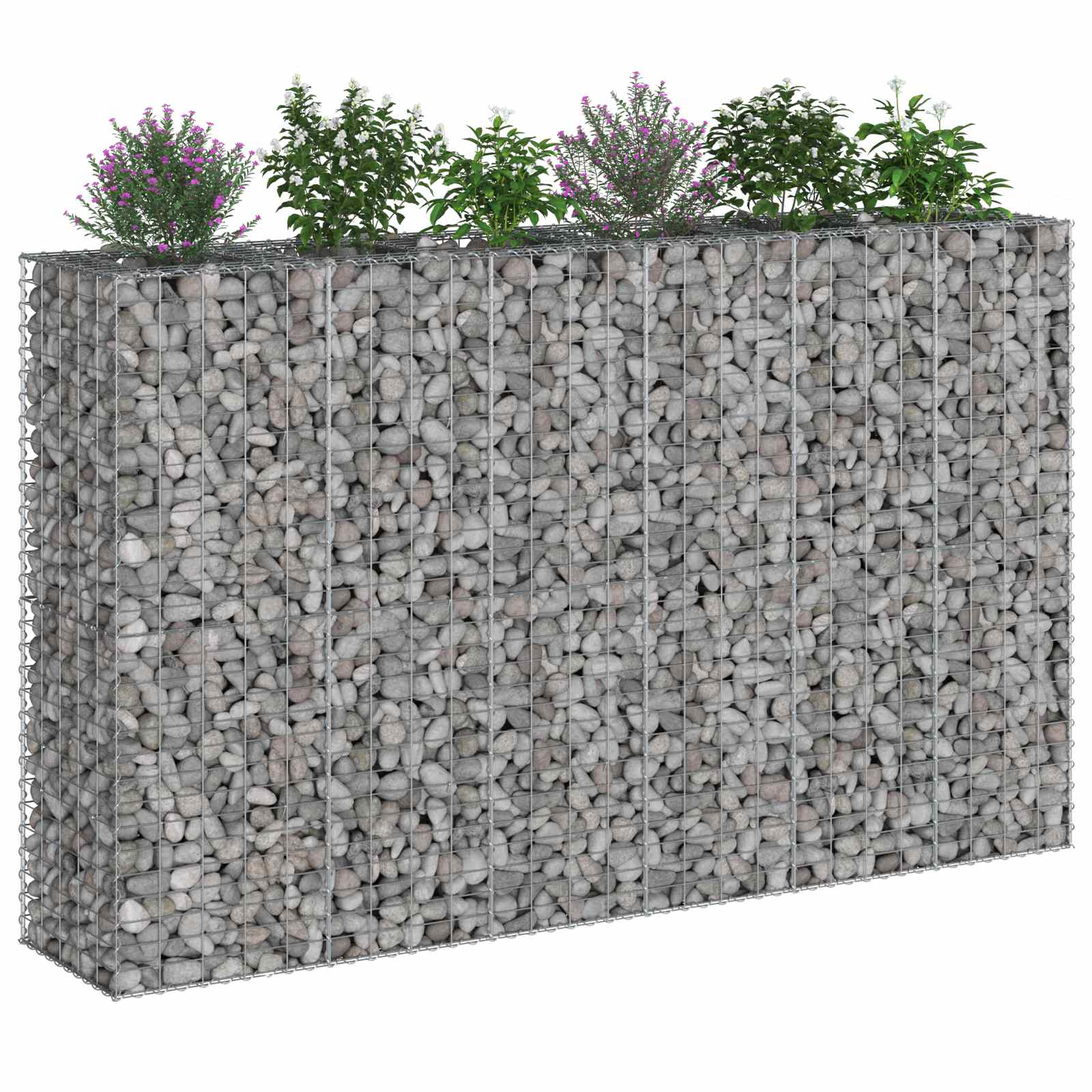 Gabionu paaugstināta dobe 3 gab. sudraba 250 x 50 x 150 cm
