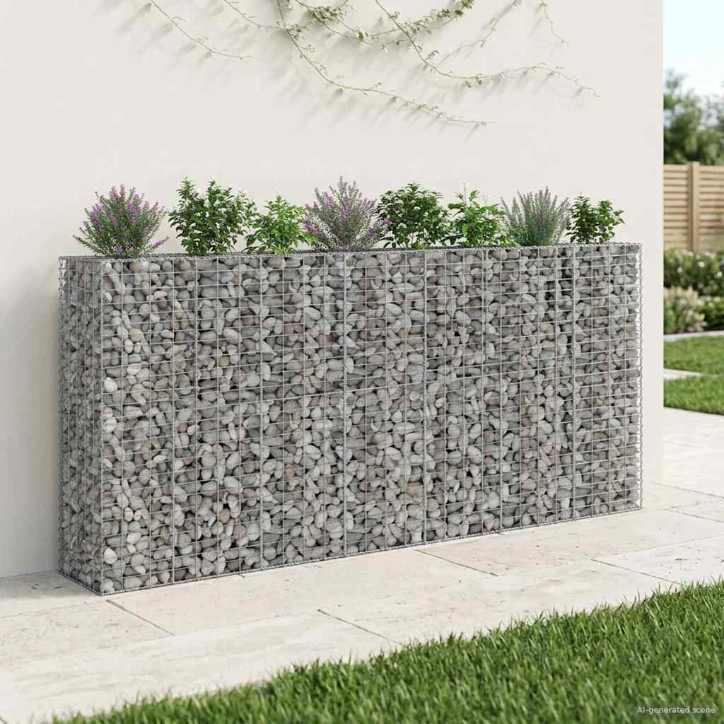 Gabioninė pakelta lova 4 pcs Sidabro 330 x 50 x 150 cm
