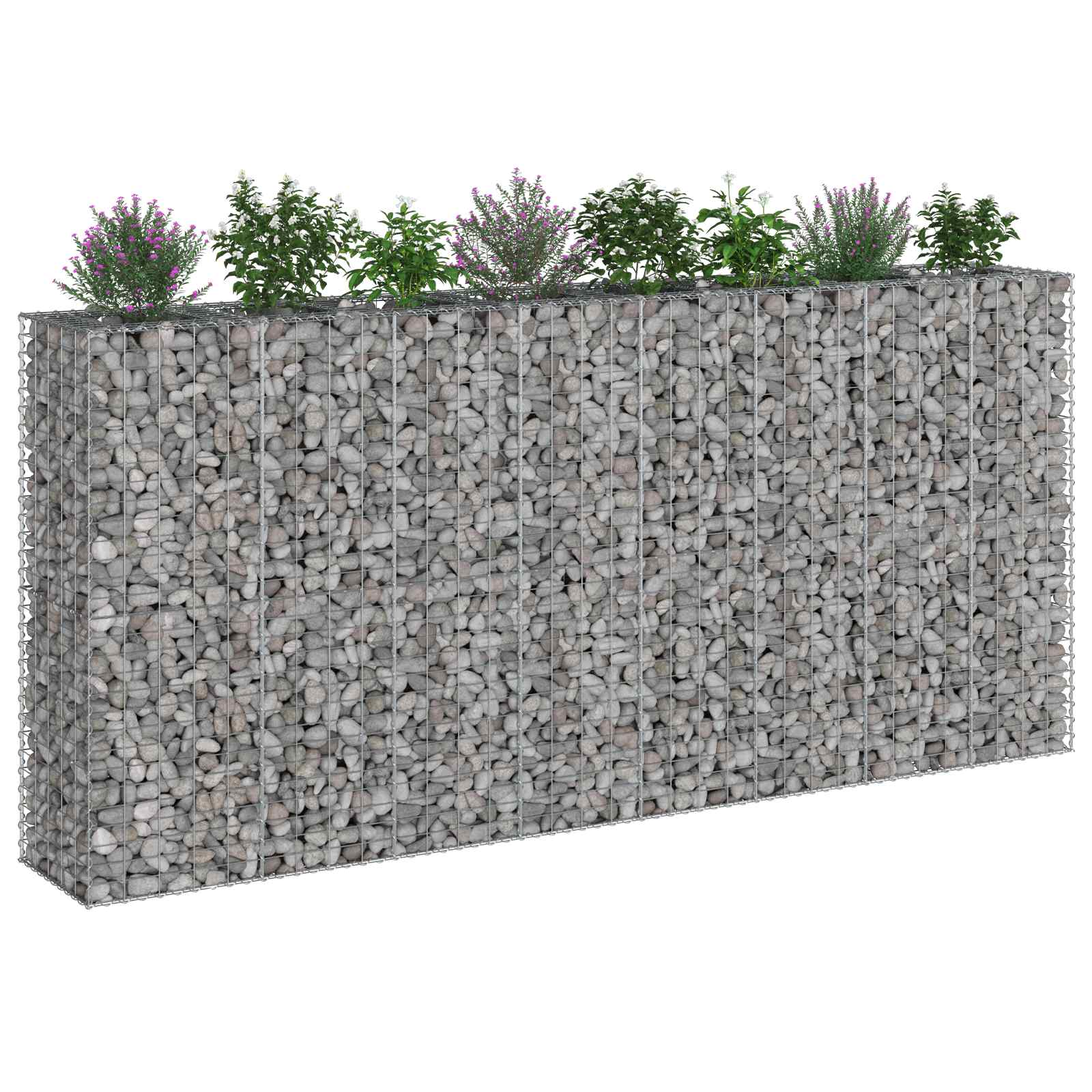 Gabioninė pakelta lova 4 pcs Sidabro 330 x 50 x 150 cm