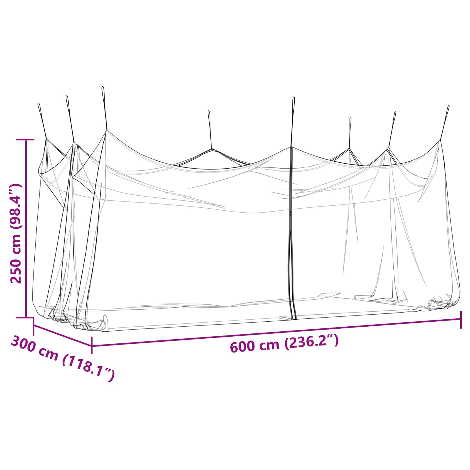Sodo uodų tinklas 156 akys Balta 3 x 6 x 2,5 m Poliesteris
