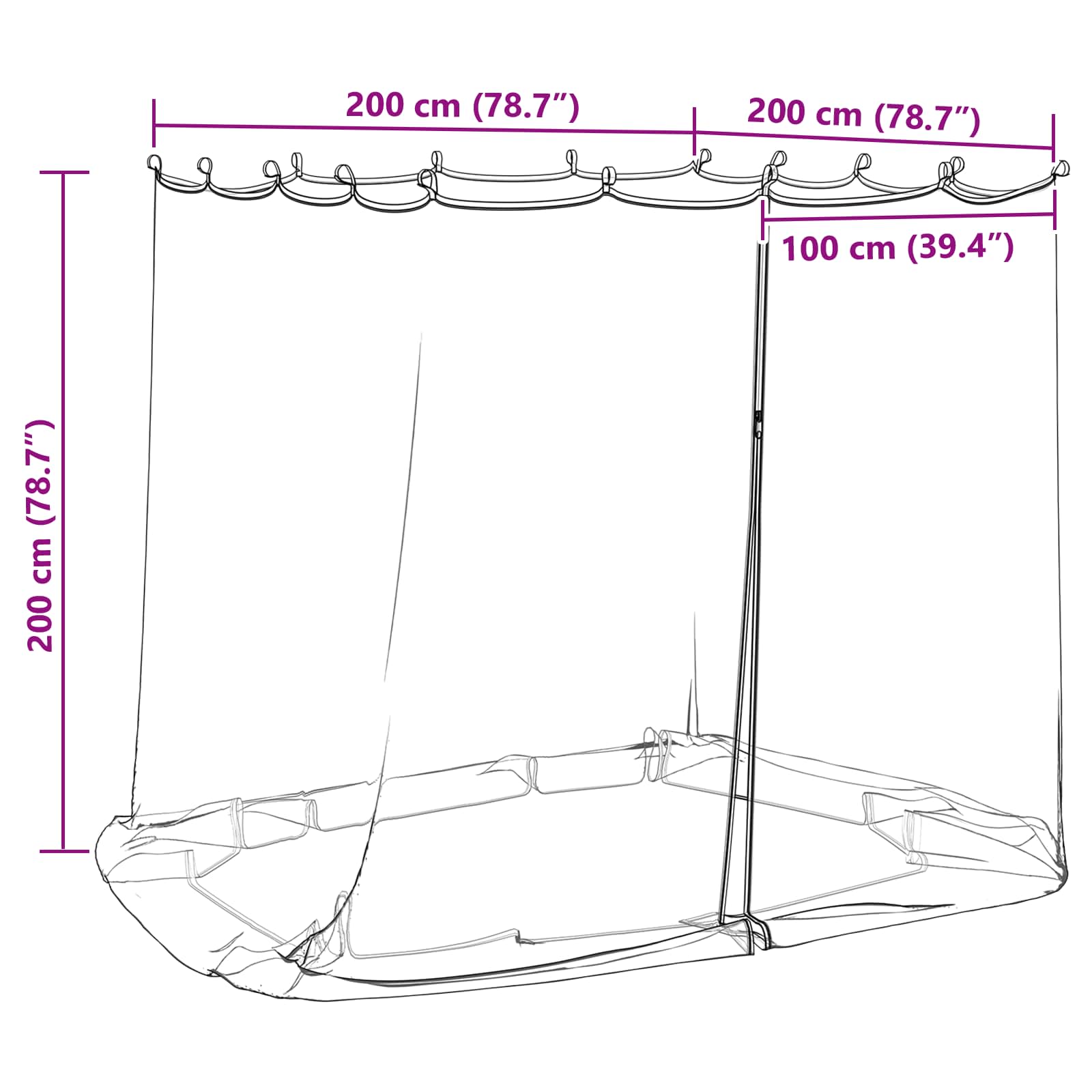 Uodų tinklelį pavėsinei 220 tinklas Balta 2 x 2 x 2 m