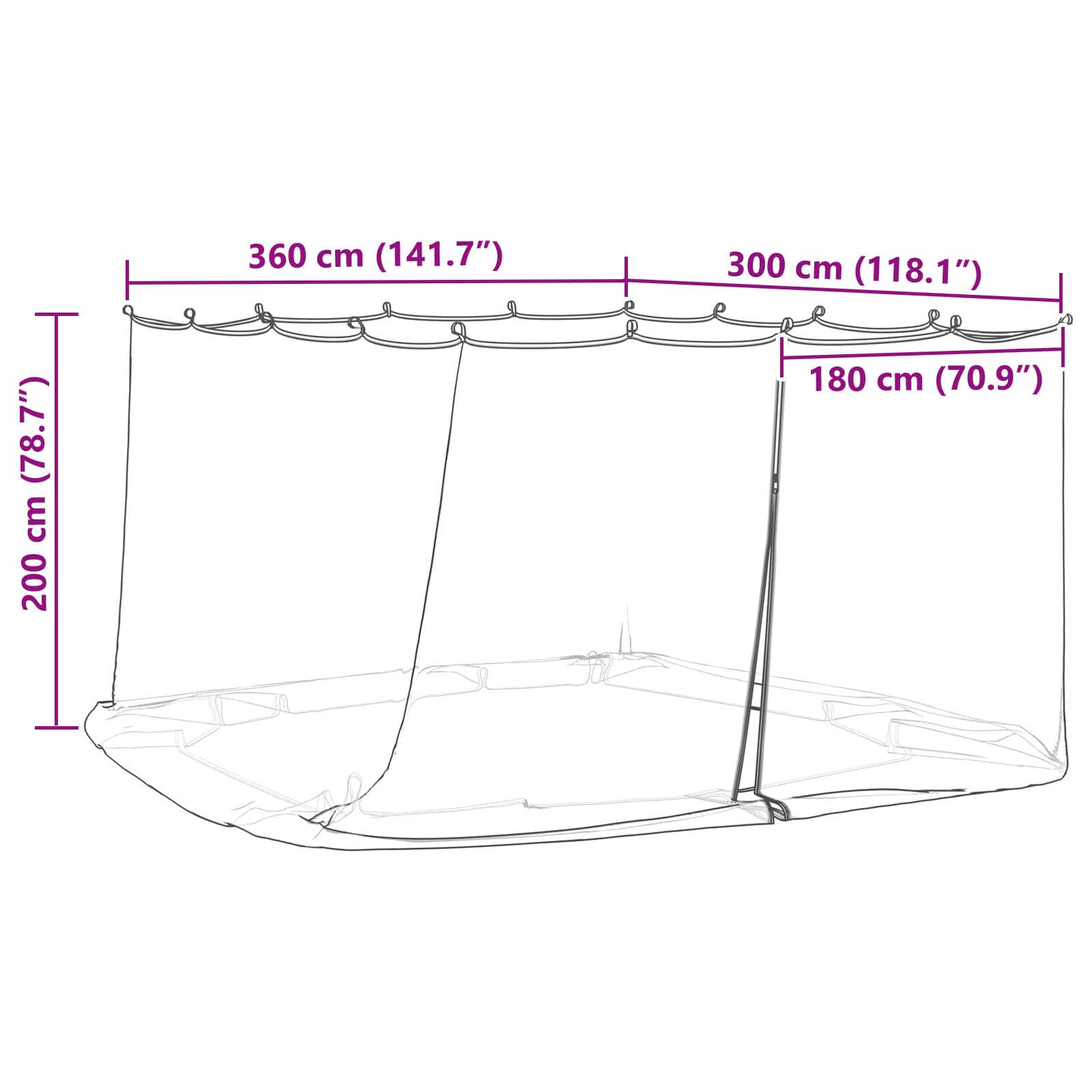 Uodų tinklelį pavėsinei 220 tinklas Balta 3,6 x 3 x 2 cm