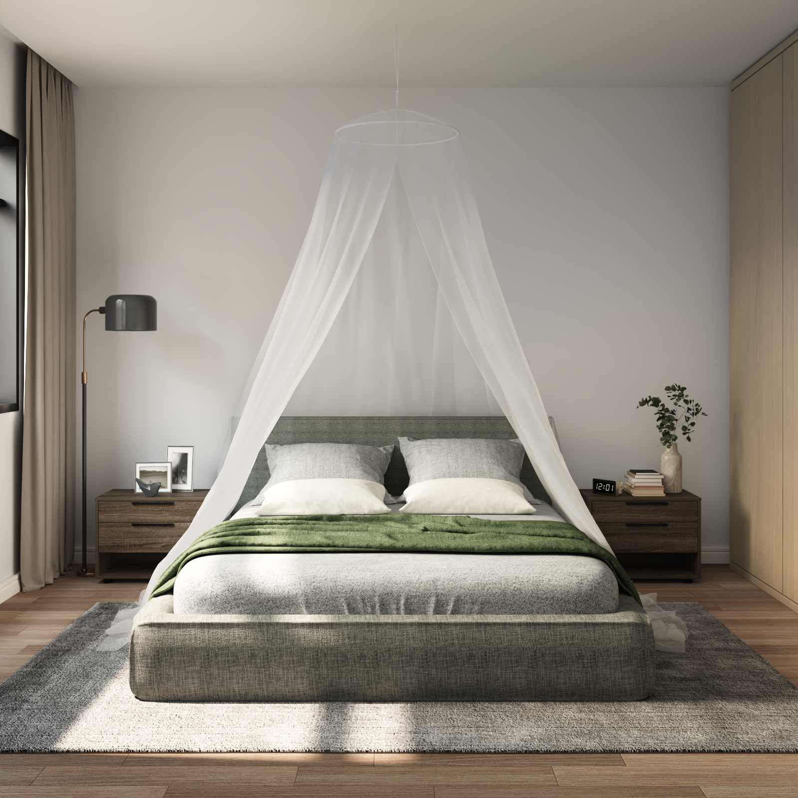 Uodų tinklas lovai 3 pcs 156 akies Balta Ø56 x 220 cm