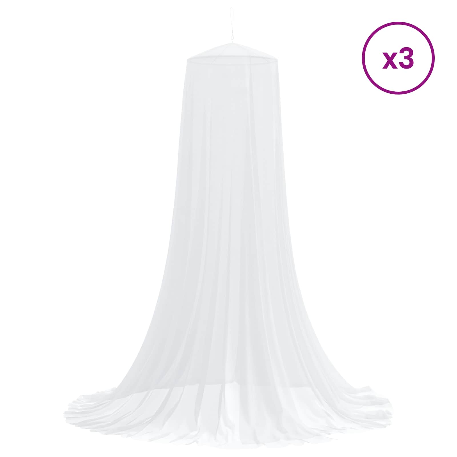 Uodų tinklas lovai 3 pcs 156 akies Balta Ø56 x 220 cm