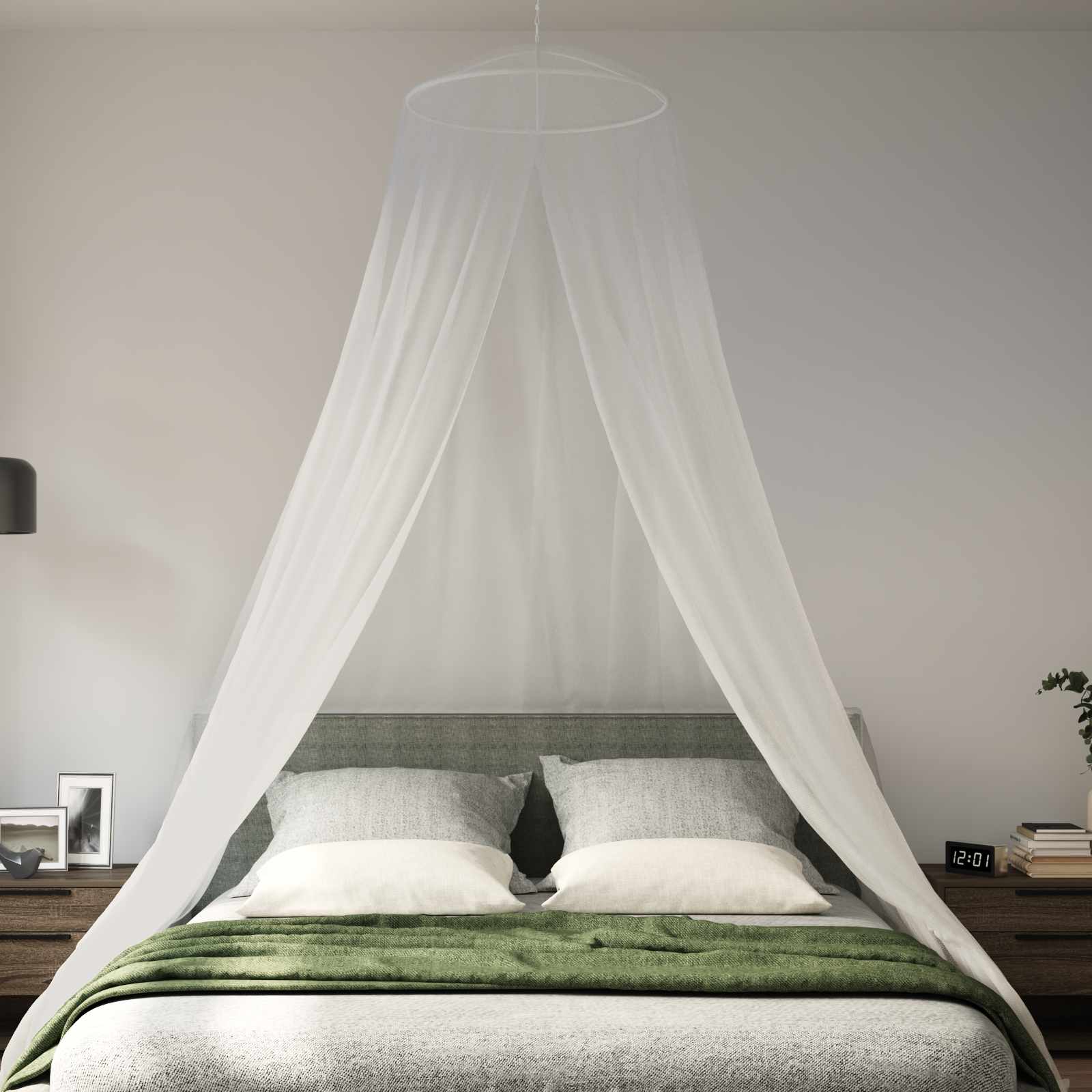 Uodų tinklas lovai 3 pcs 156 akies Balta Ø56 x 220 cm