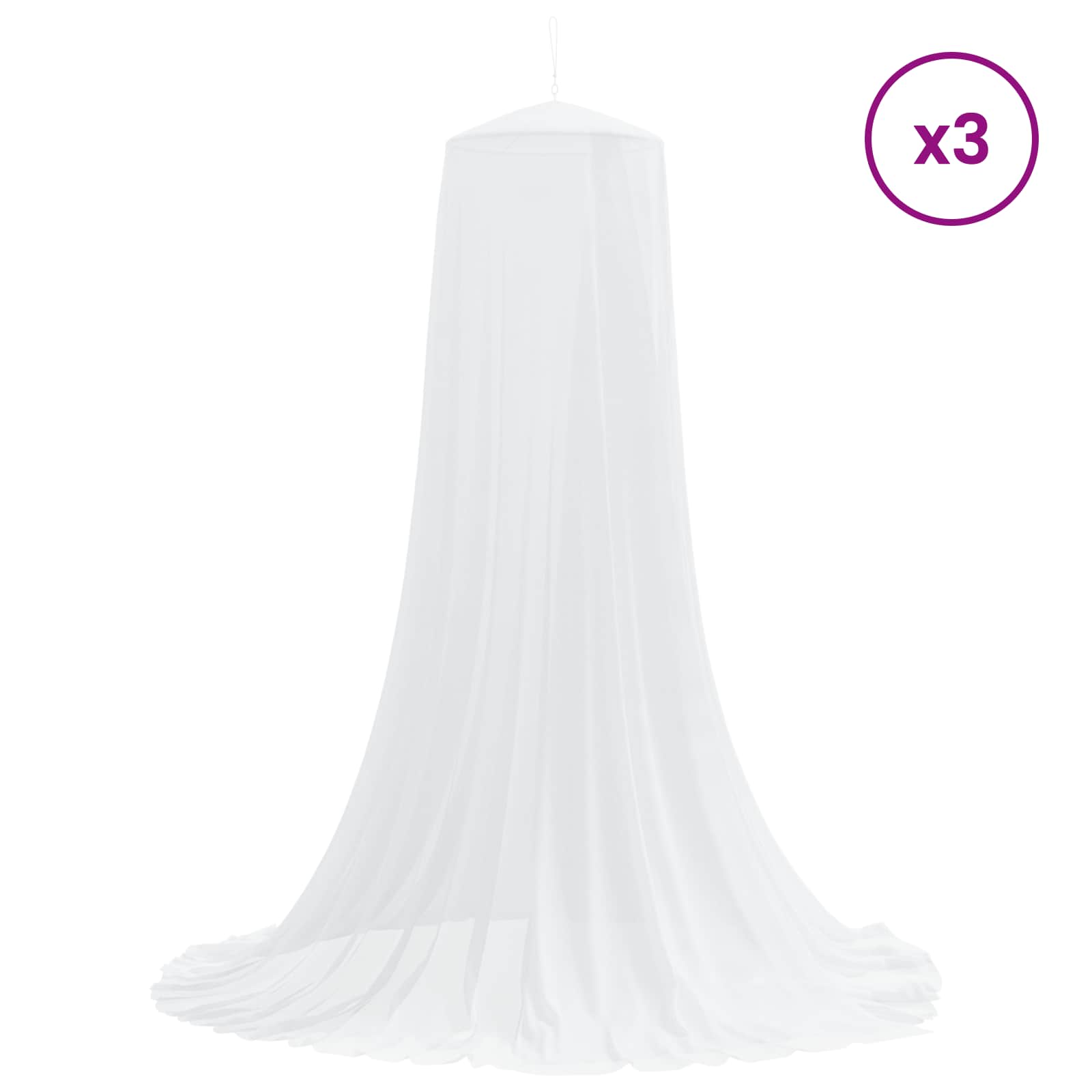 Uodų tinklas lovai 3 pcs 156 akies Balta Ø56 x 220 cm