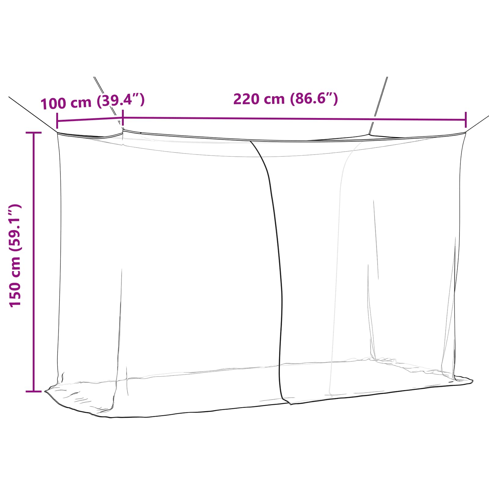 Moskito tinklas lovai 156 akies 3 pcs Balta Poliesteris
