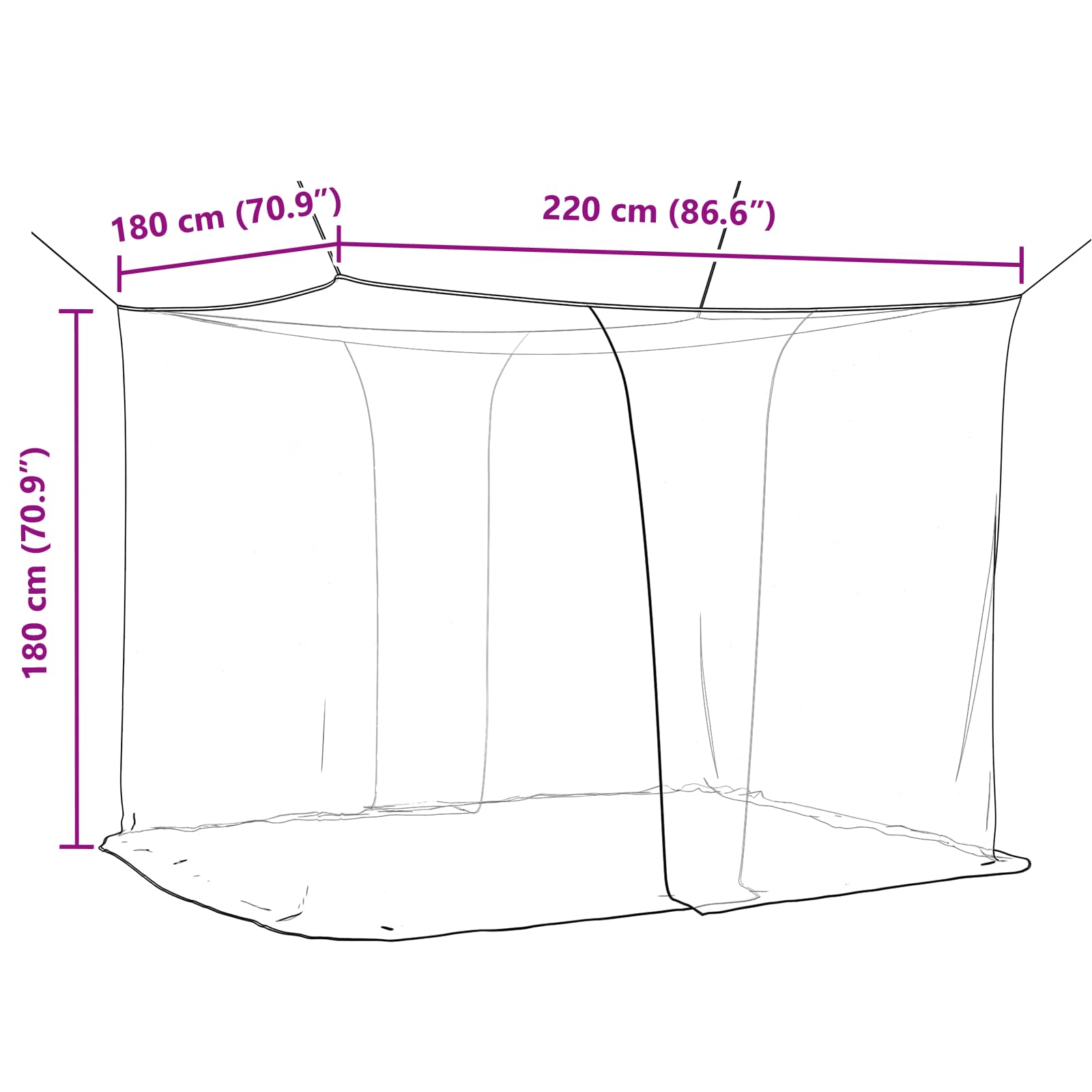 Moskito tinklas lovai 156 akies 3 pcs Balta Poliesteris