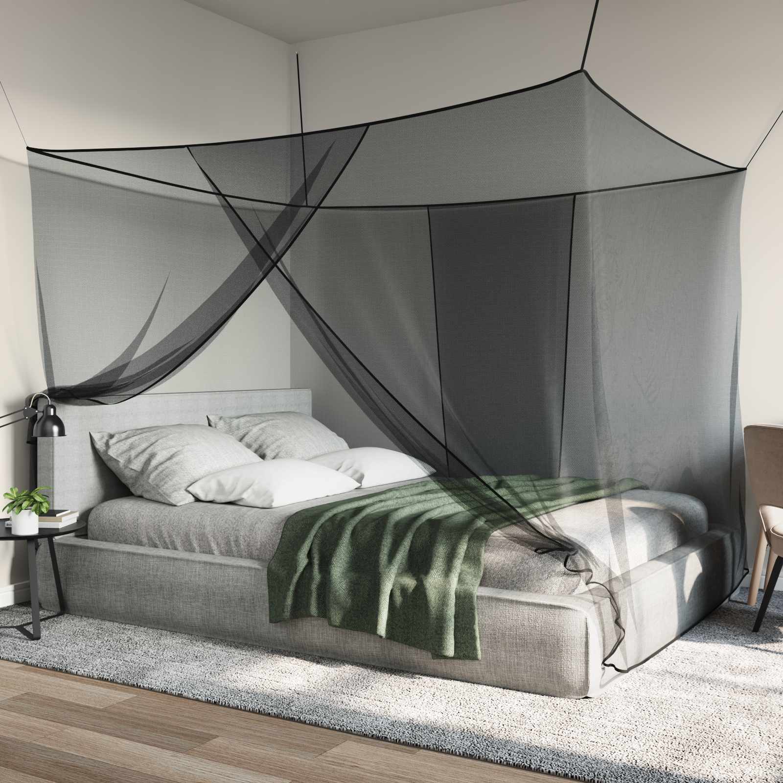 Moskito tinklas lovai 156 akies Juoda 220 x 200 x 210 cm
