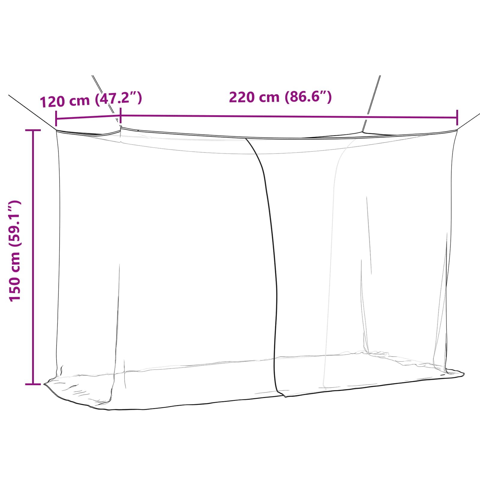 Moskito tinklas lovai 156 akies 3 pcs Juoda Poliesteris