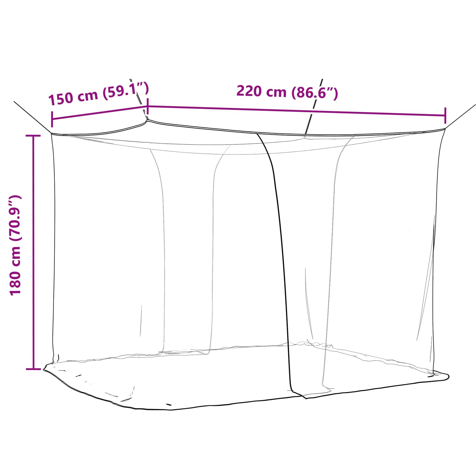Moskito tinklas lovai 156 akies 3 pcs Juoda Poliesteris