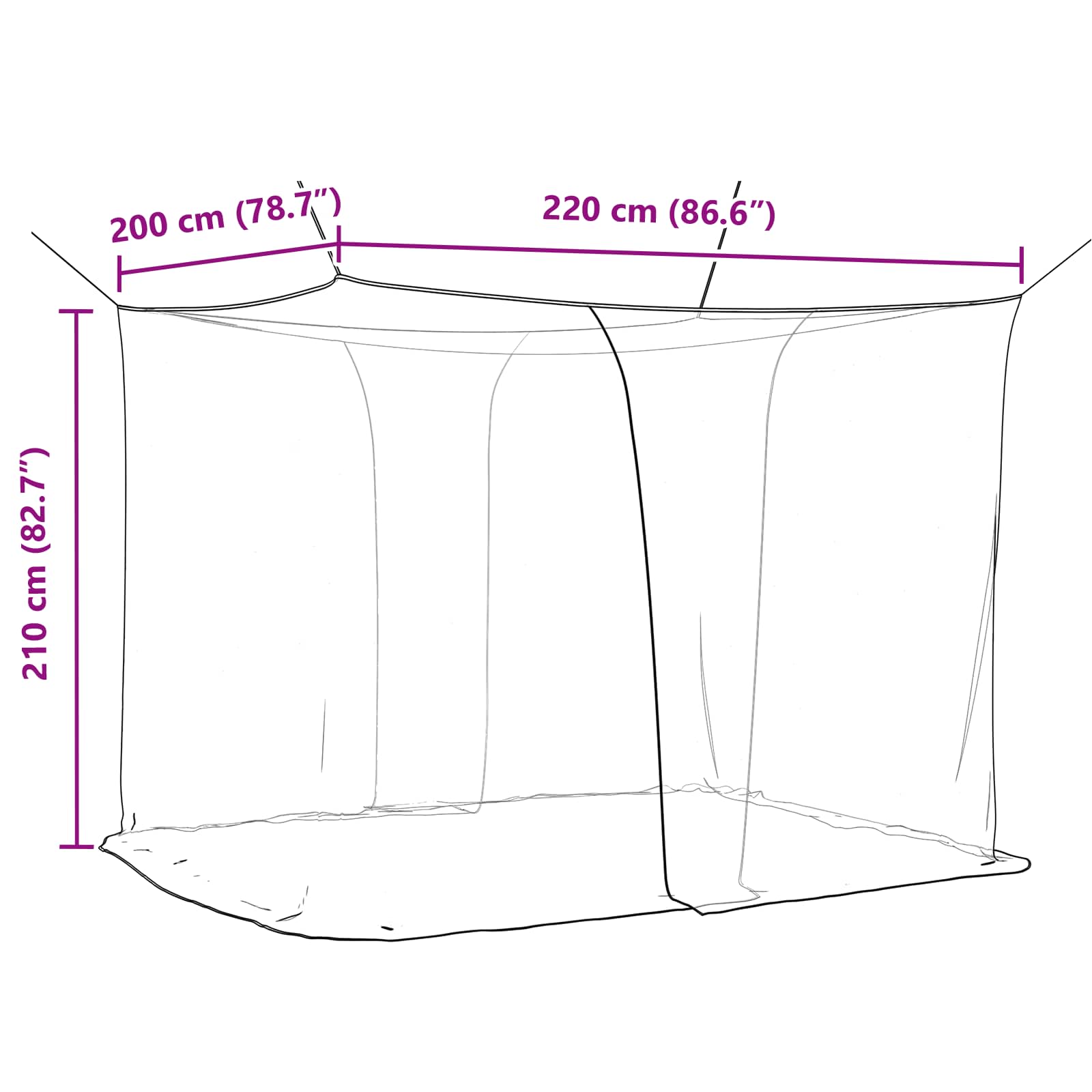 Moskito tinklas lovai 156 akies 3 pcs Juoda Poliesteris