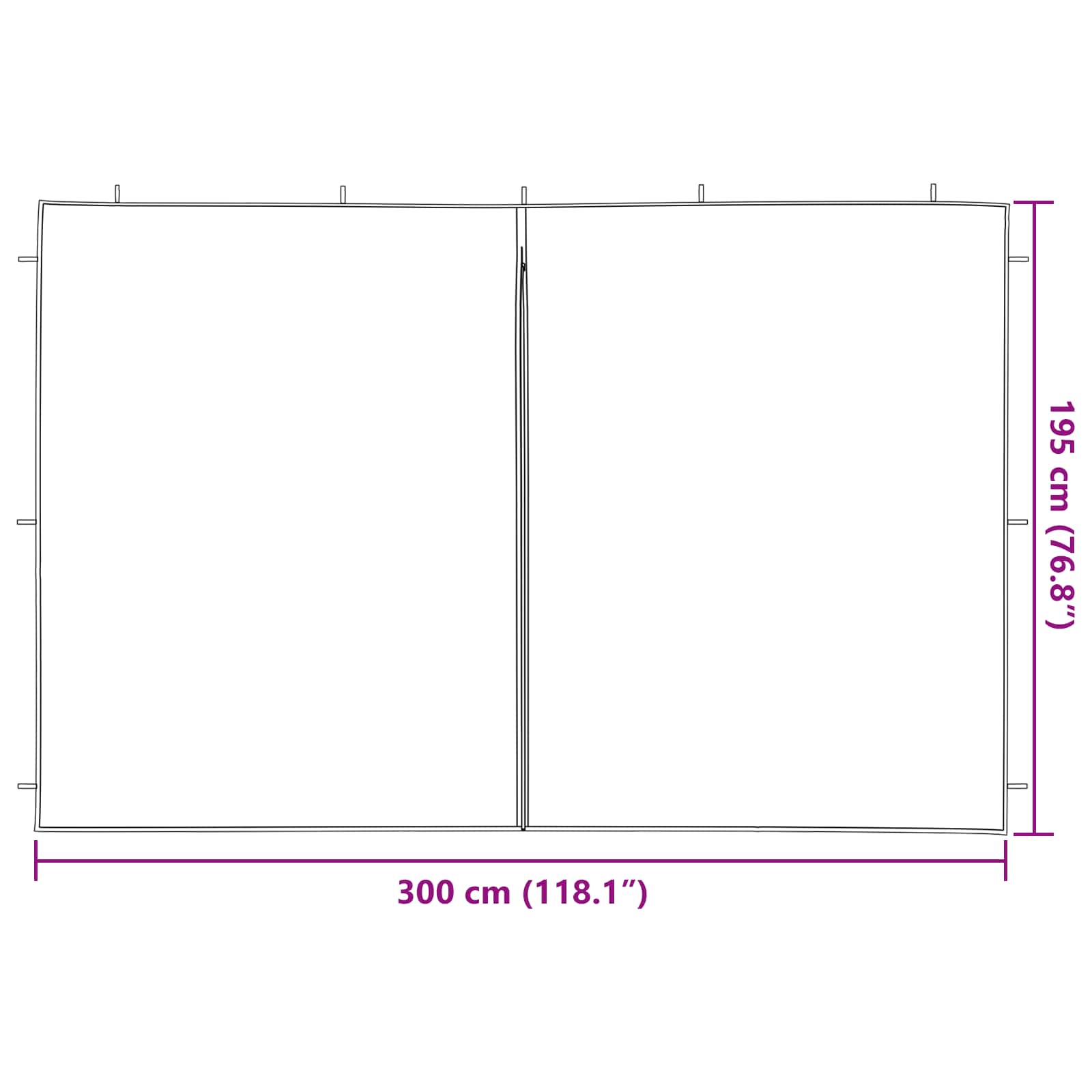 Šventinės palapinės šoninė siena 2 pcs Raudona 300 x 195 cm
