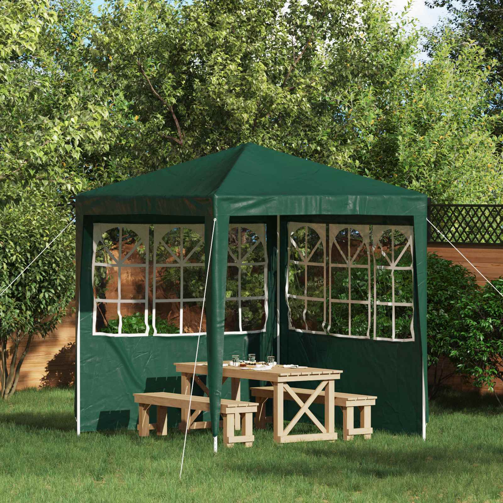 Šventinės palapinės šoninė siena 2 pcs 200 x 195 cm Žalia