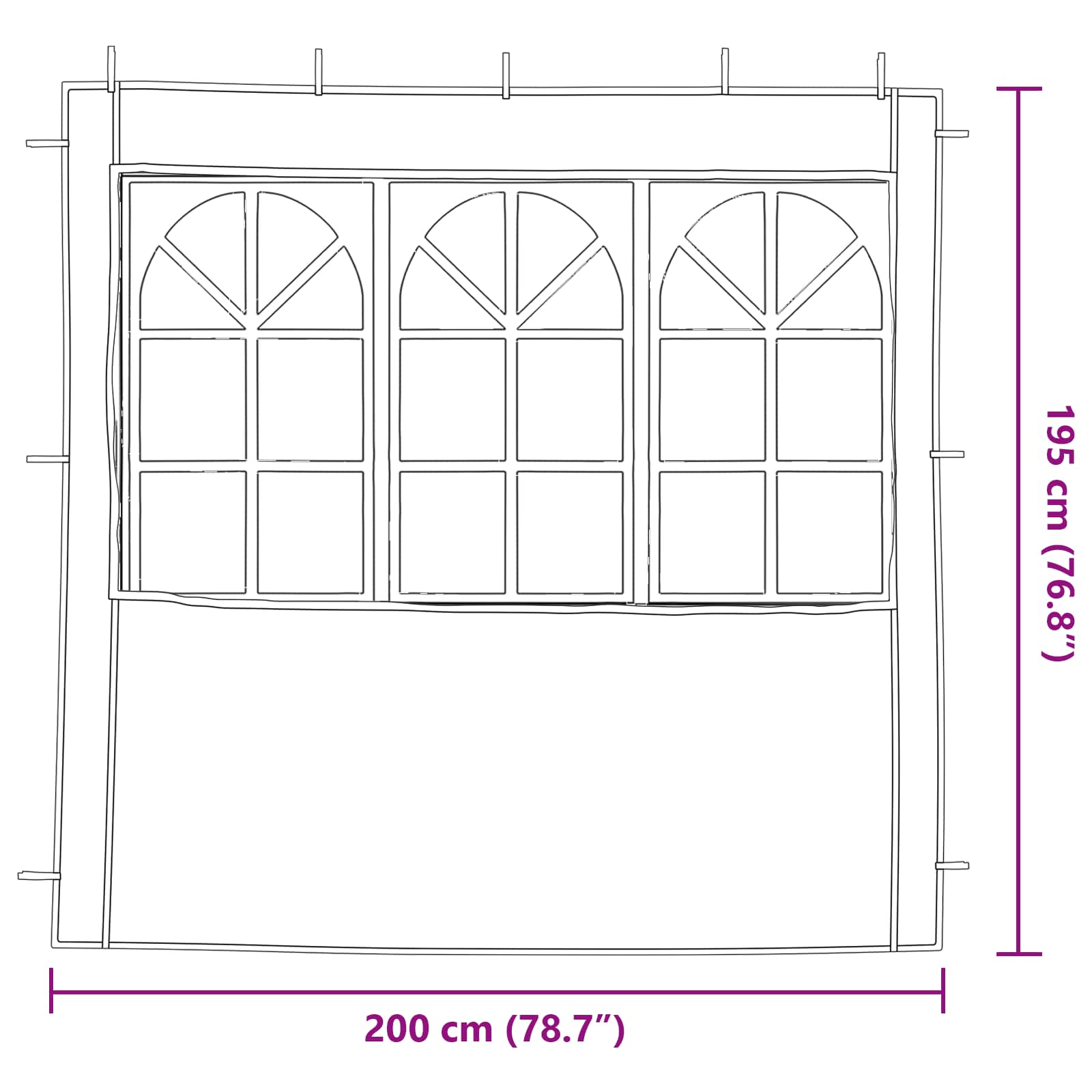 Šventinės palapinės šoninė siena 2 pcs 200 x 195 cm Žalia