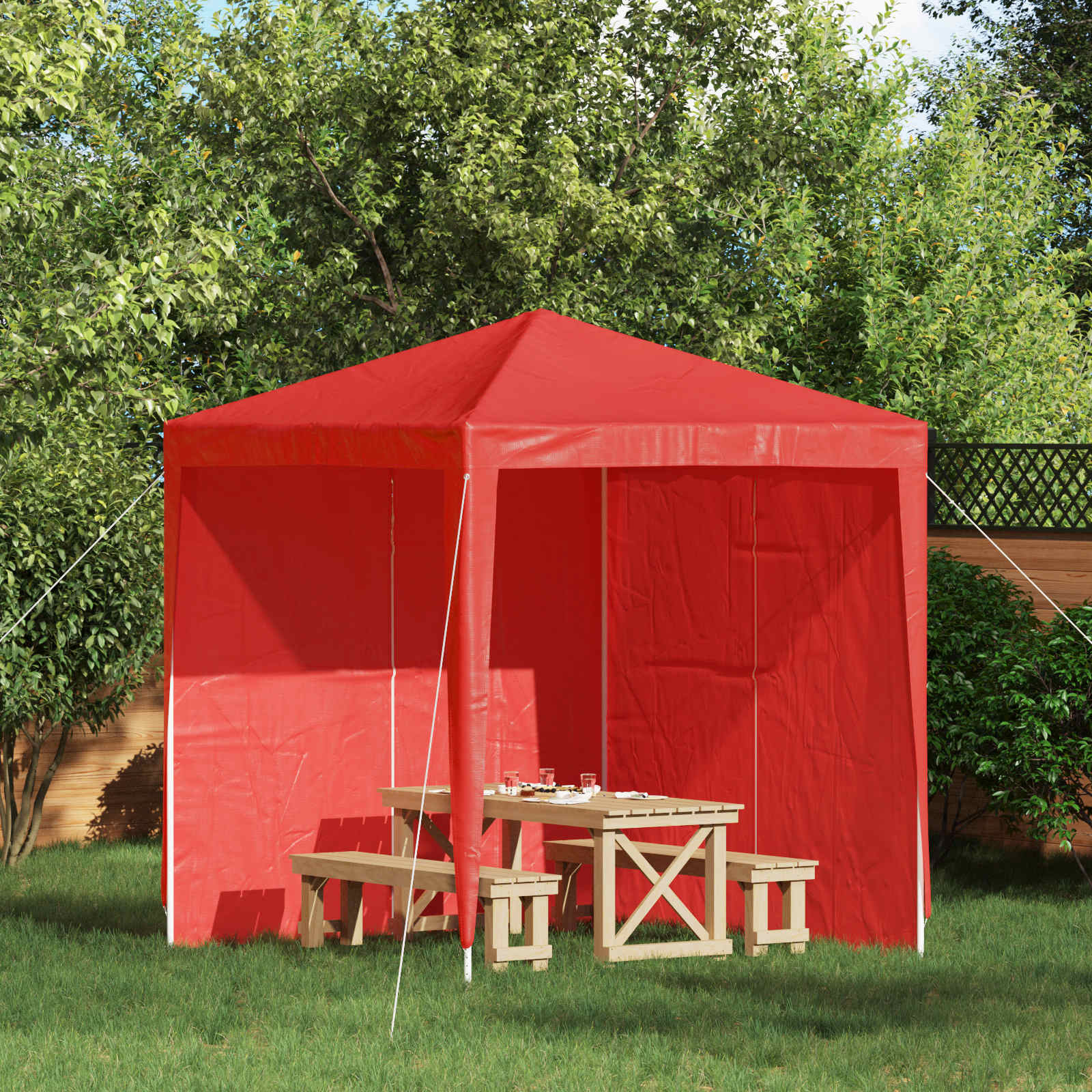 Šventinės palapinės šoninė siena 2 pcs Raudona 200 x 195 cm