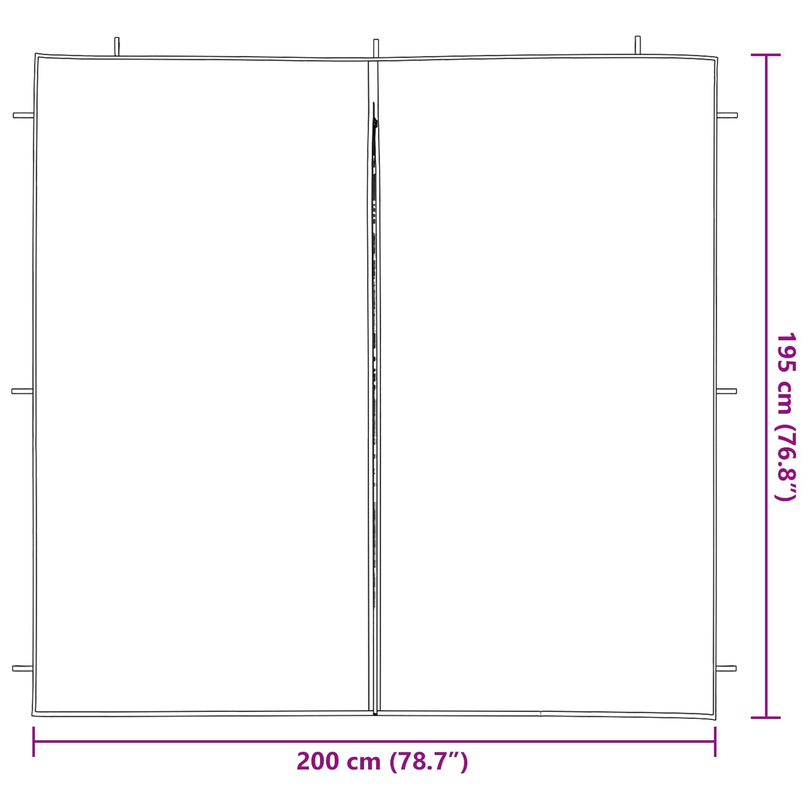 Šventinės palapinės šoninė siena 2 pcs Raudona 200 x 195 cm