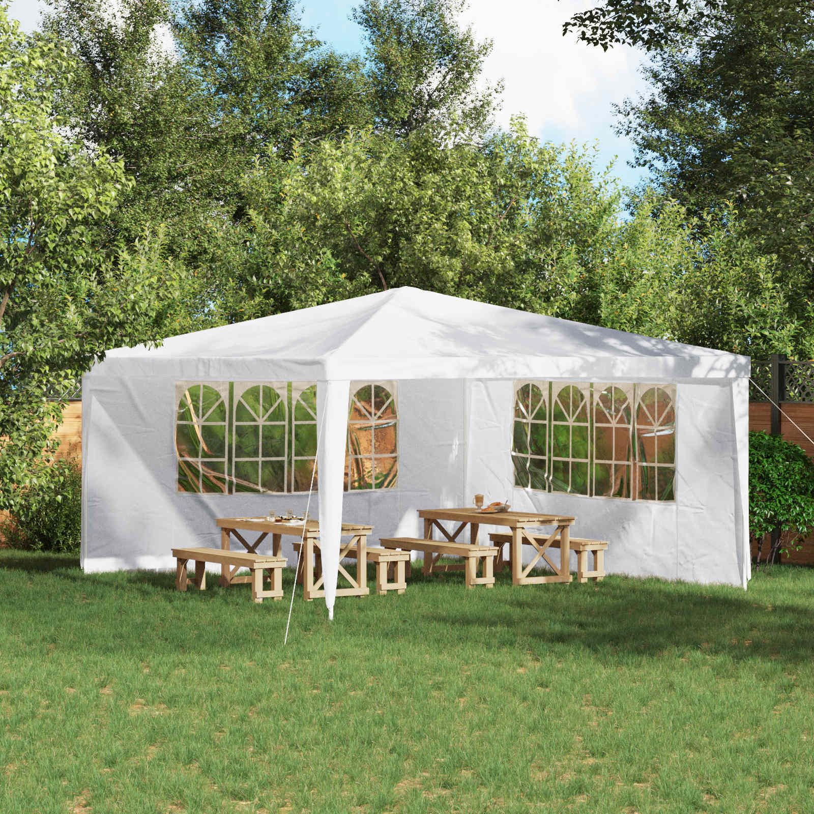 Šventinės palapinės šoninė siena 2 pcs 400 x 195 cm Balta