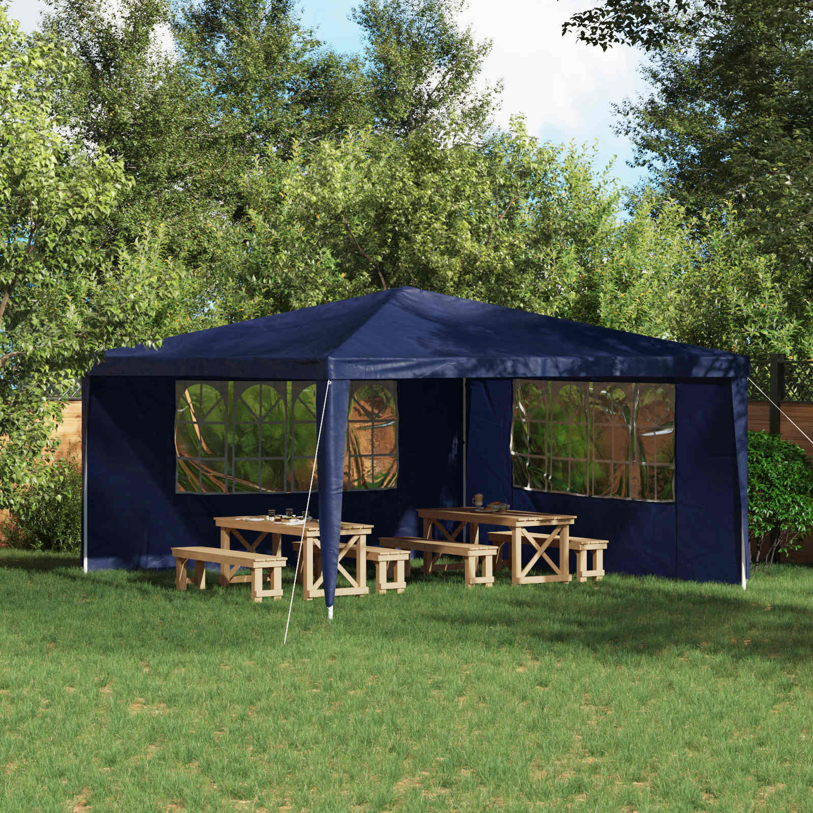 Šventinės palapinės šoninė siena 2 pcs 400 x 195 cm Mėlyna