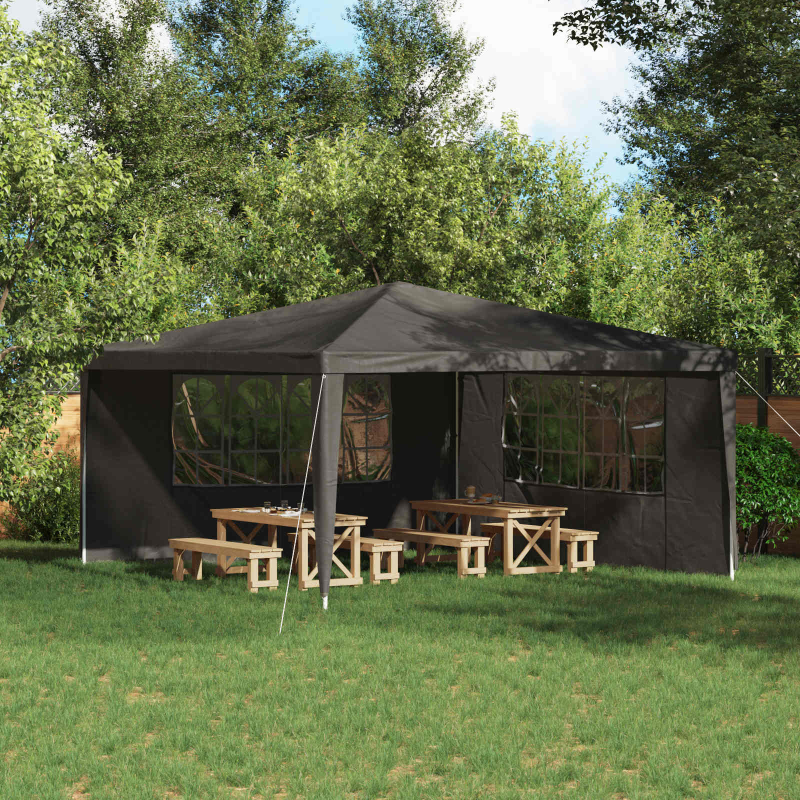 Šventinės palapinės šoninė siena 2 pcs 400 x 195 cm Antracito