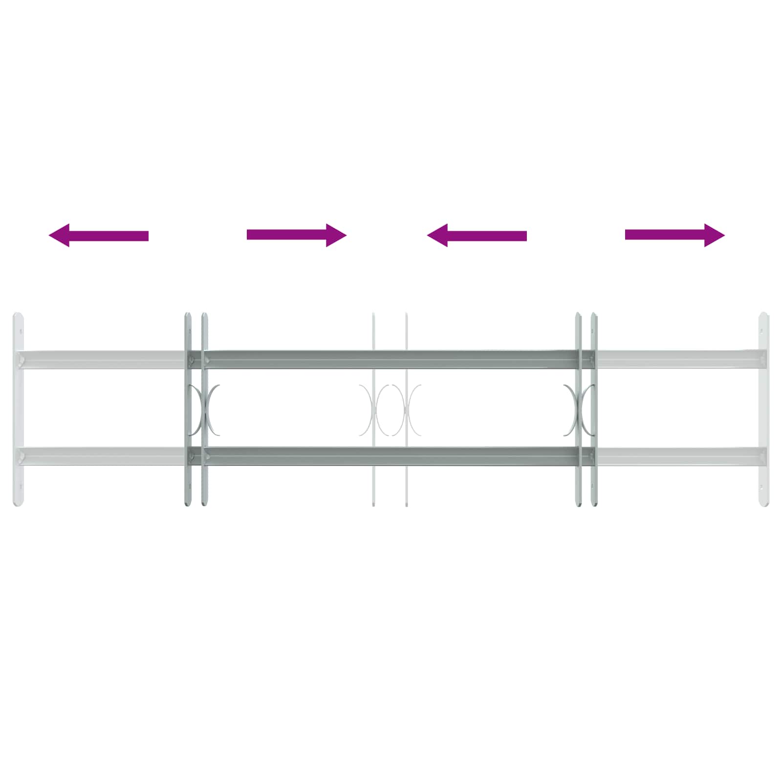 Langų saugos grotelės su 2 skersiniais 3 pcs 630-1140 mm