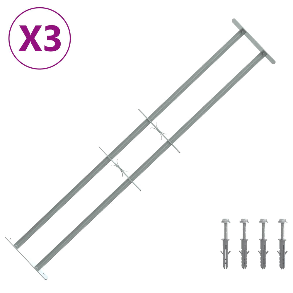 Langų saugos grotelės su 2 skersiniais 3 pcs 930-1740 mm