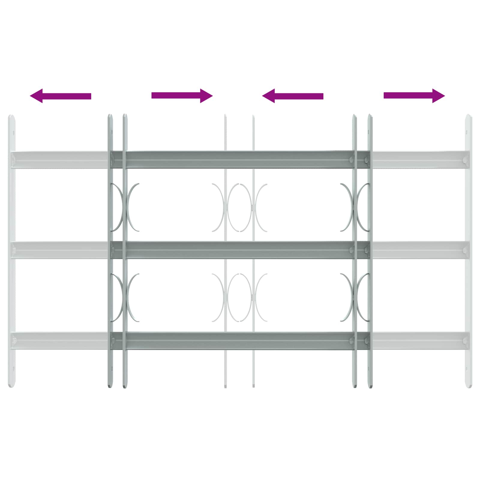 Langų saugos grotelės su 3 skersinėmis 3 pcs 430-740 mm