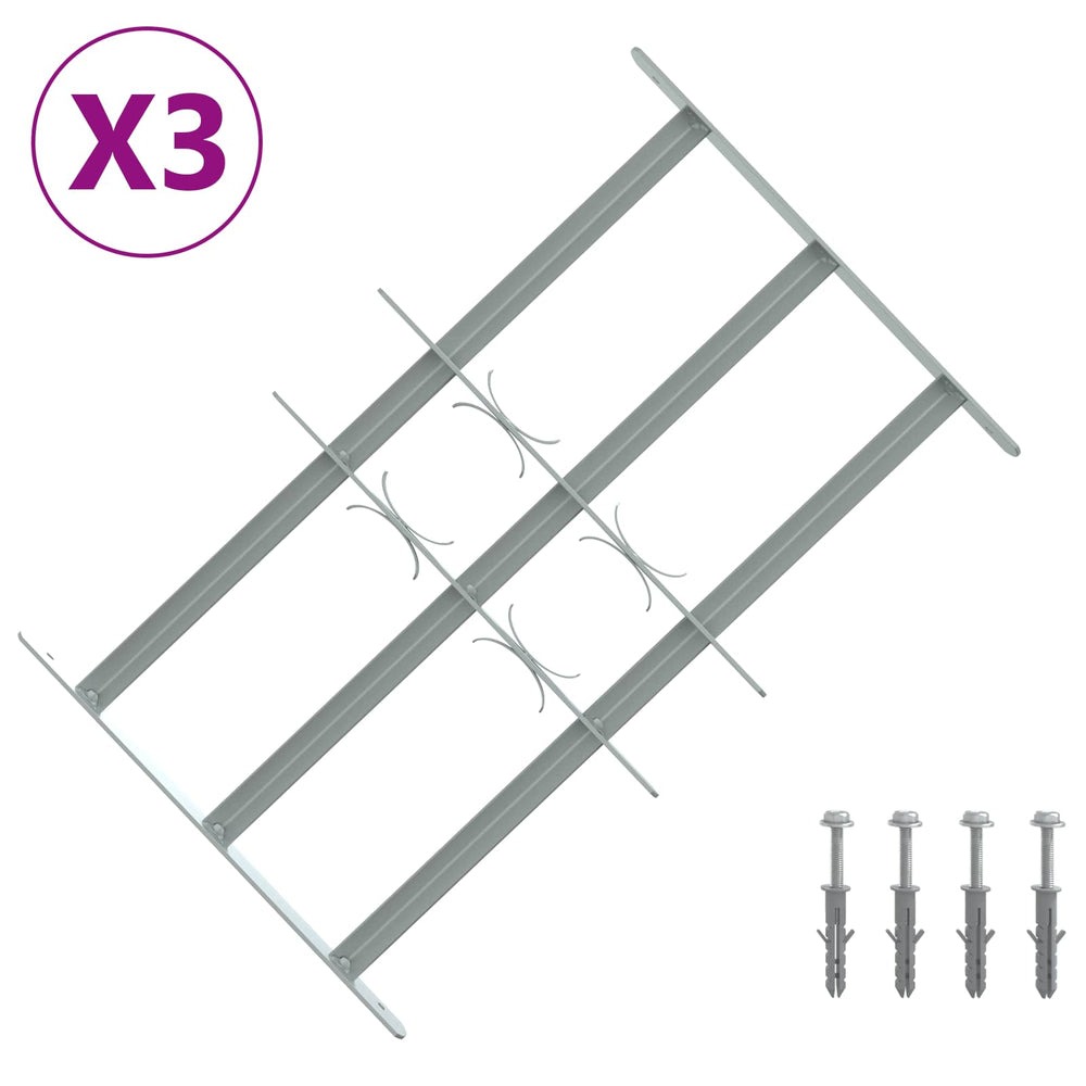 Langų saugos grotelės su 3 skersinėmis 3 pcs 430-740 mm