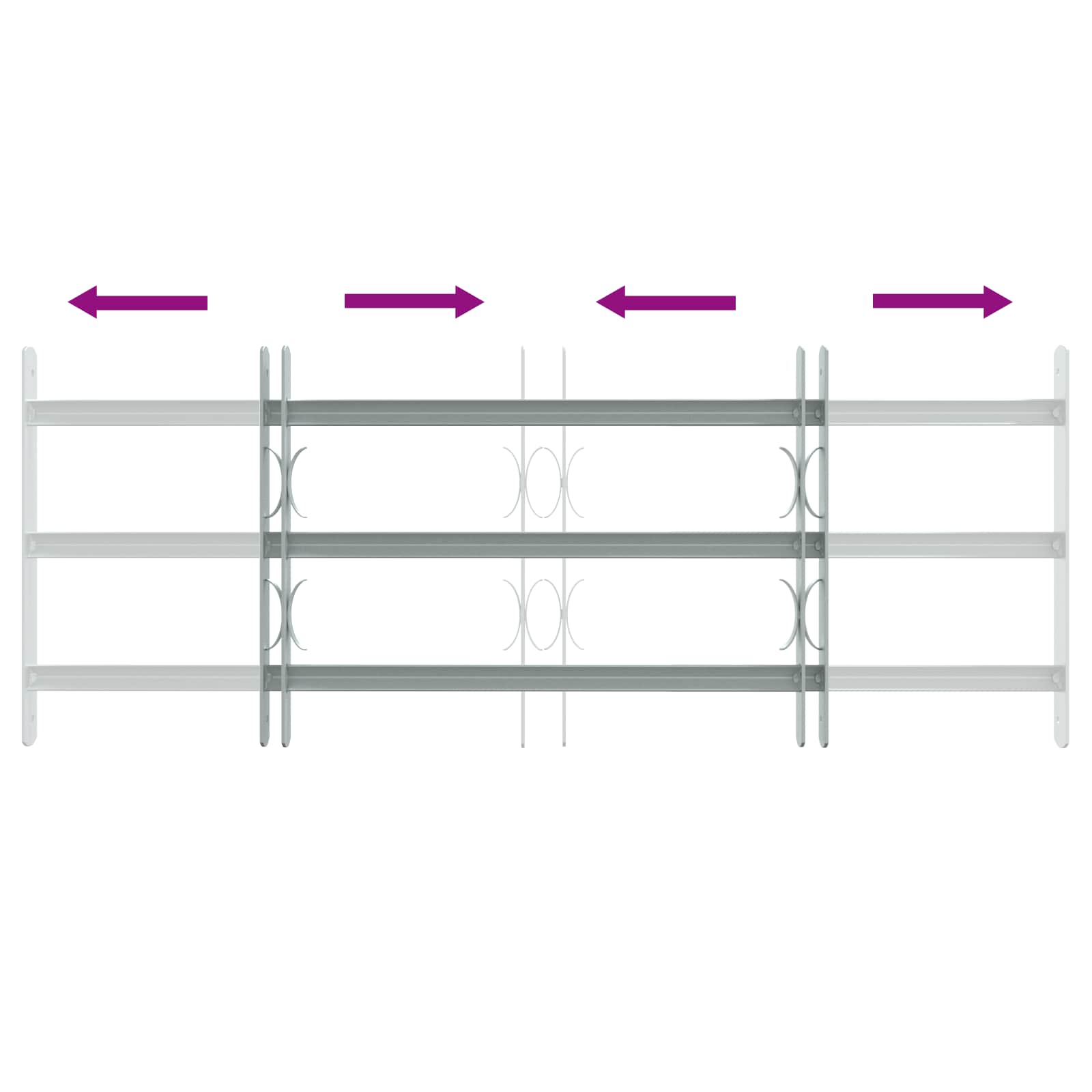 Langų saugos grotelės su 3 skersinėmis 3 pcs 630-1140 mm