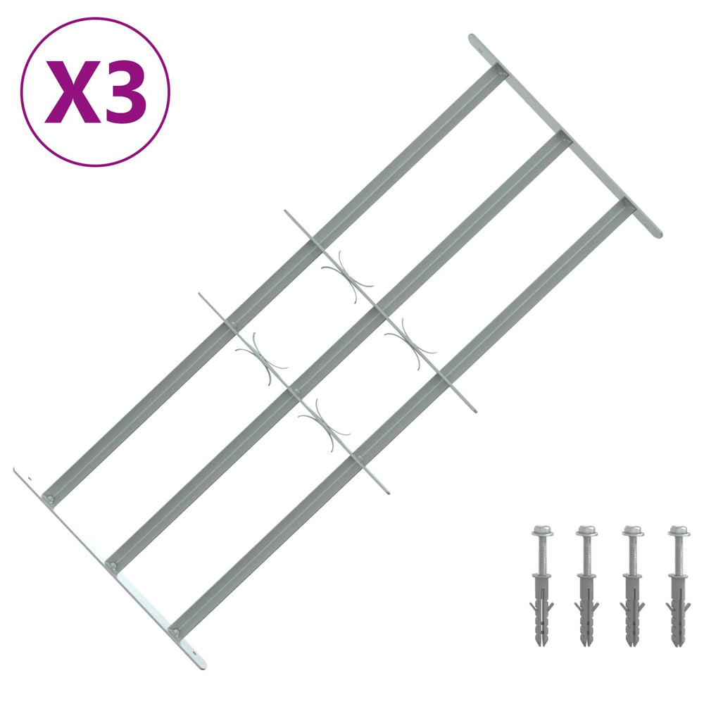 Langų saugos grotelės su 3 skersinėmis 3 pcs 630-1140 mm