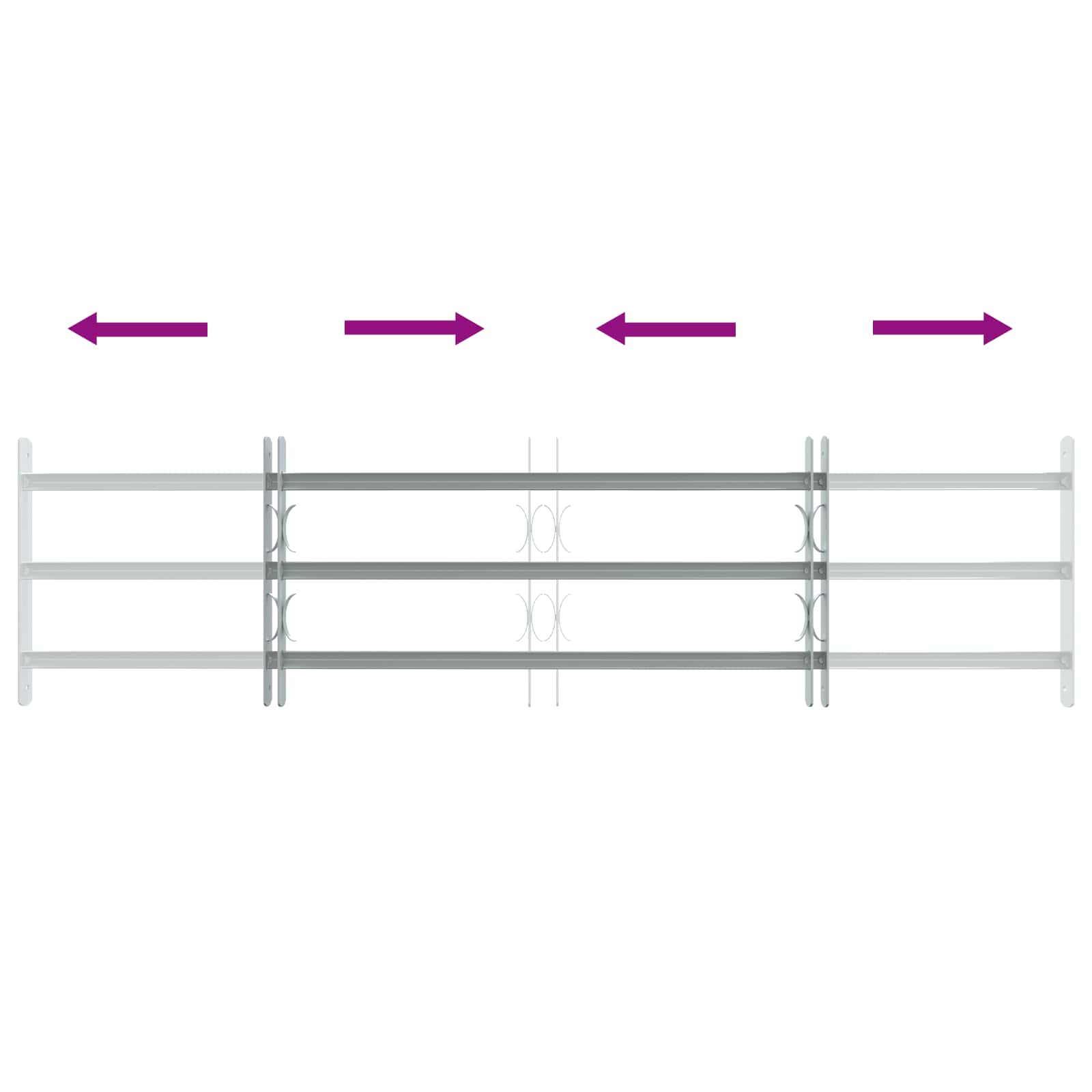 Langų saugos grotelės su 3 skersinėmis 3 pcs 930-1740 mm