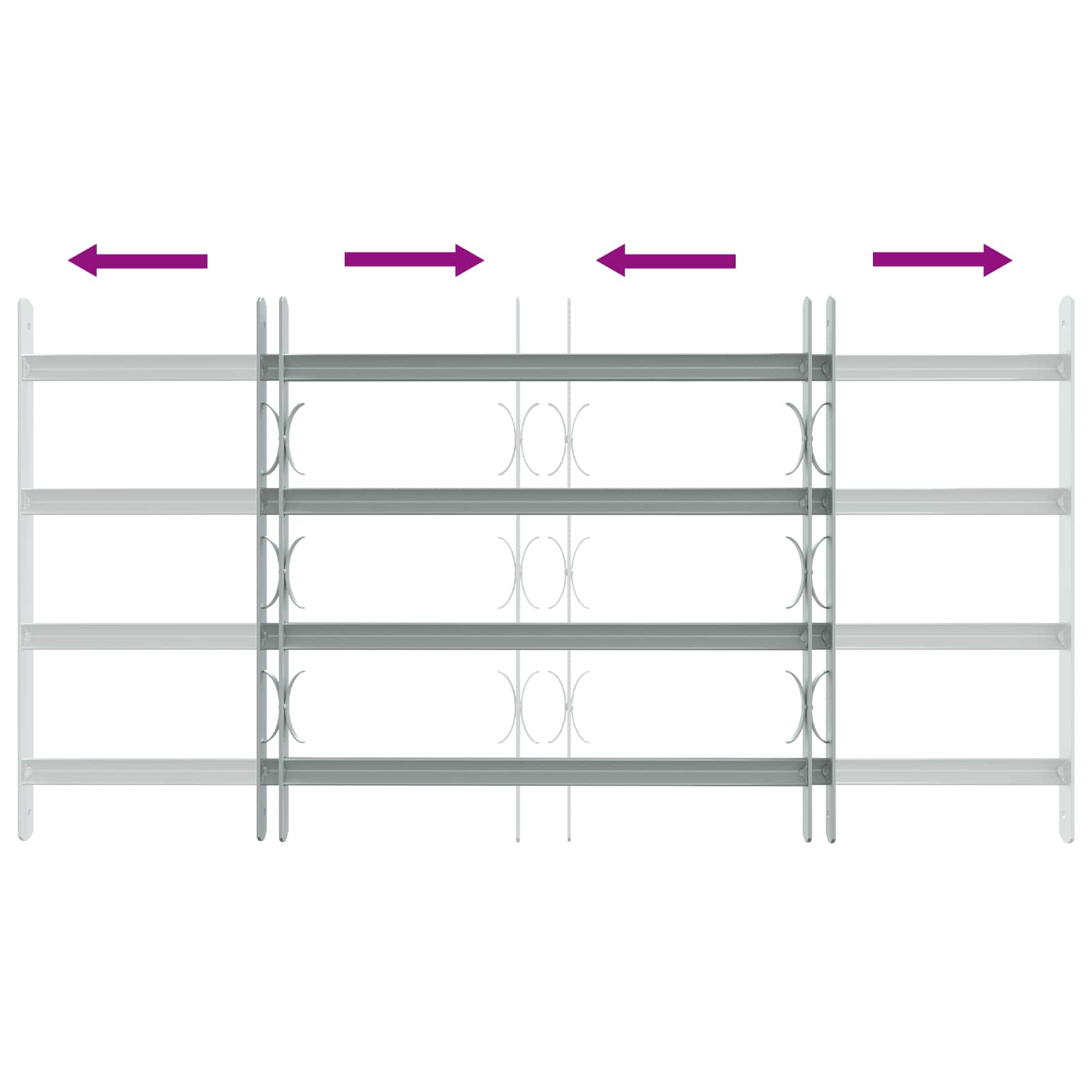Saugumo grotelės langams su 4 kryžmėmis 3 pcs 630-1140 mm