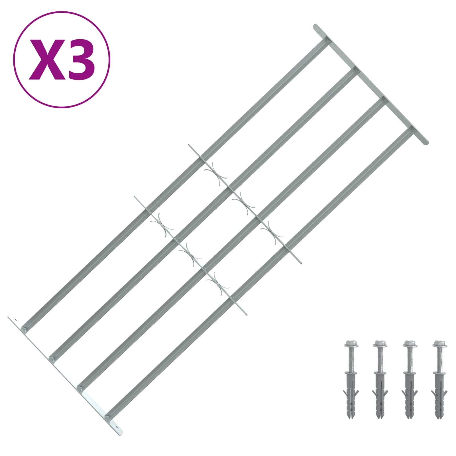 Saugumo grotelės langams su 4 kryžmėmis 3 pcs 930-1740 mm