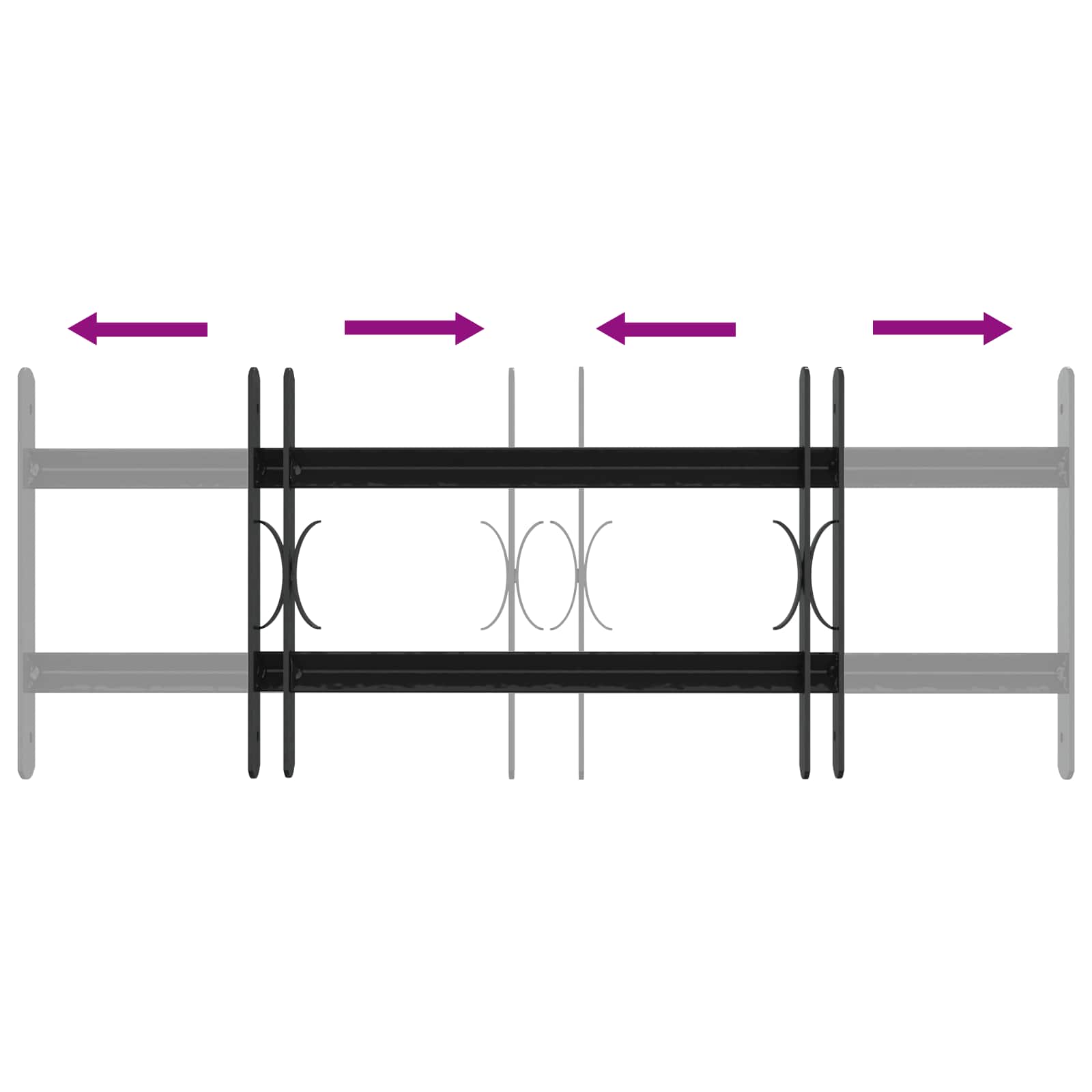 Langų saugos grotelės su 2 skersiniais 3 pcs 43-74 cm