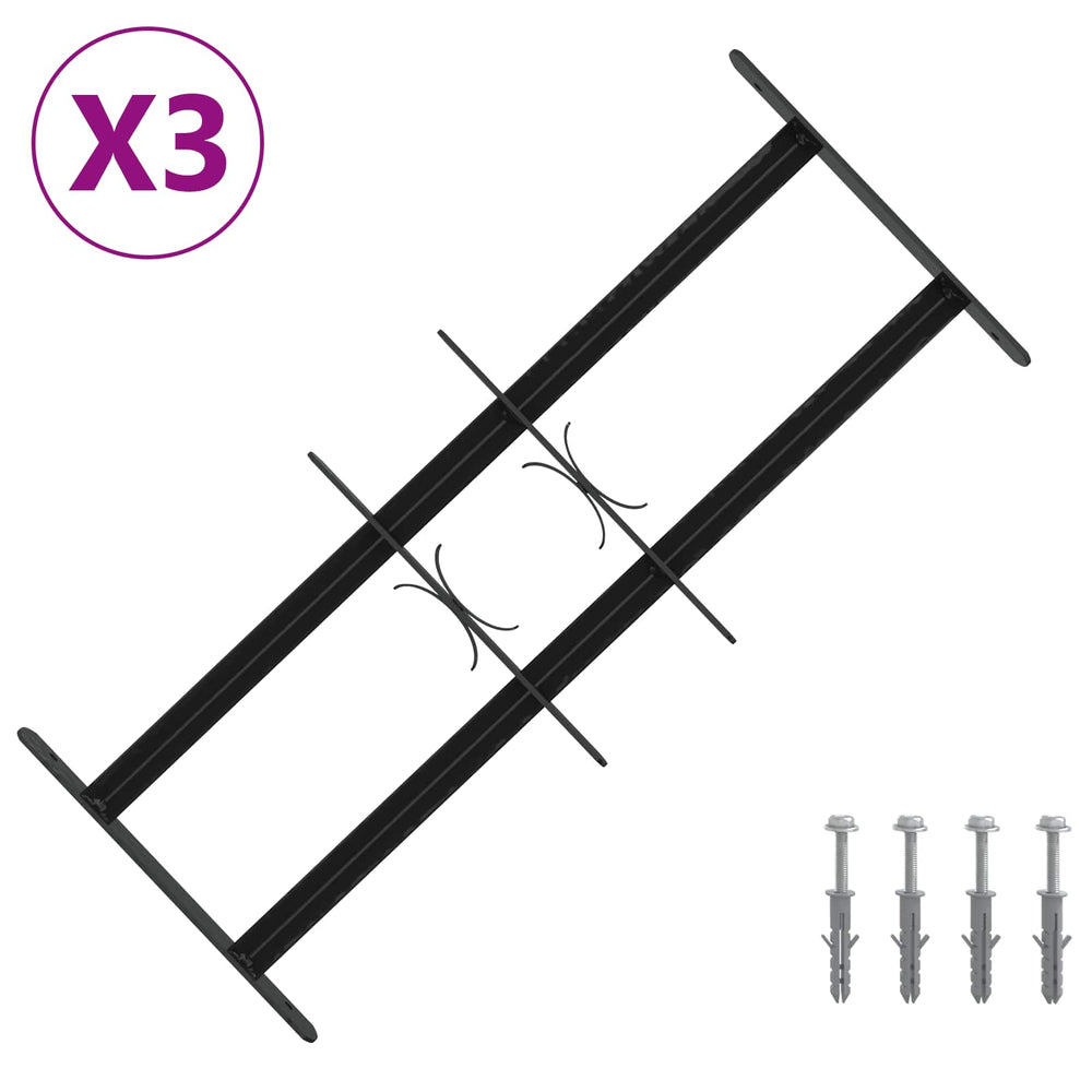Langų saugos grotelės su 2 skersiniais 3 pcs 43-74 cm