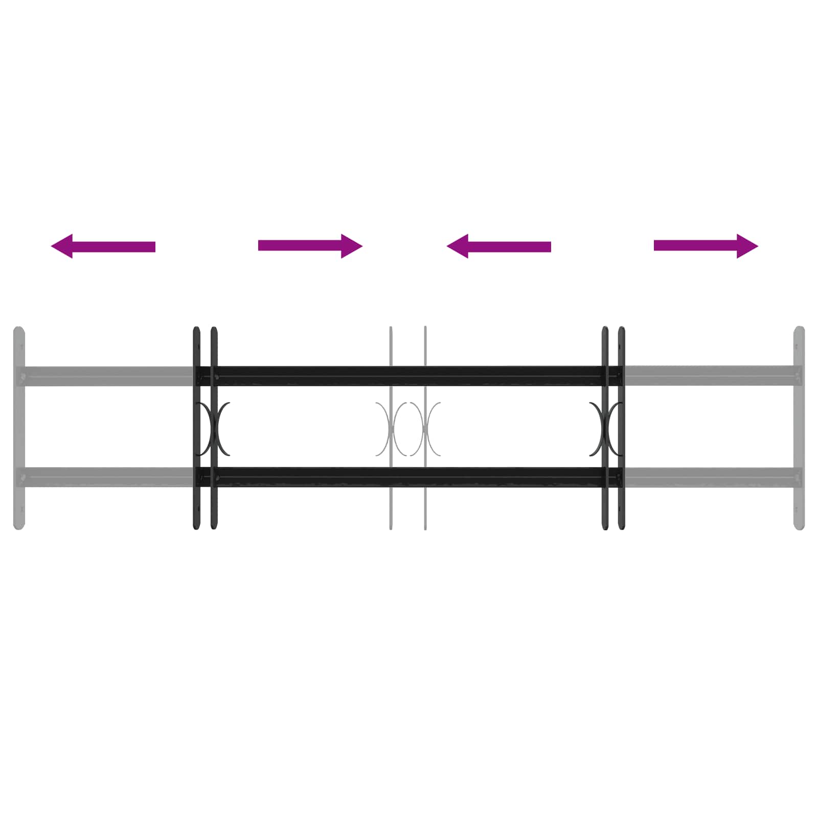 Langų saugos grotelės su 2 skersiniais 3 pcs 63-114 cm