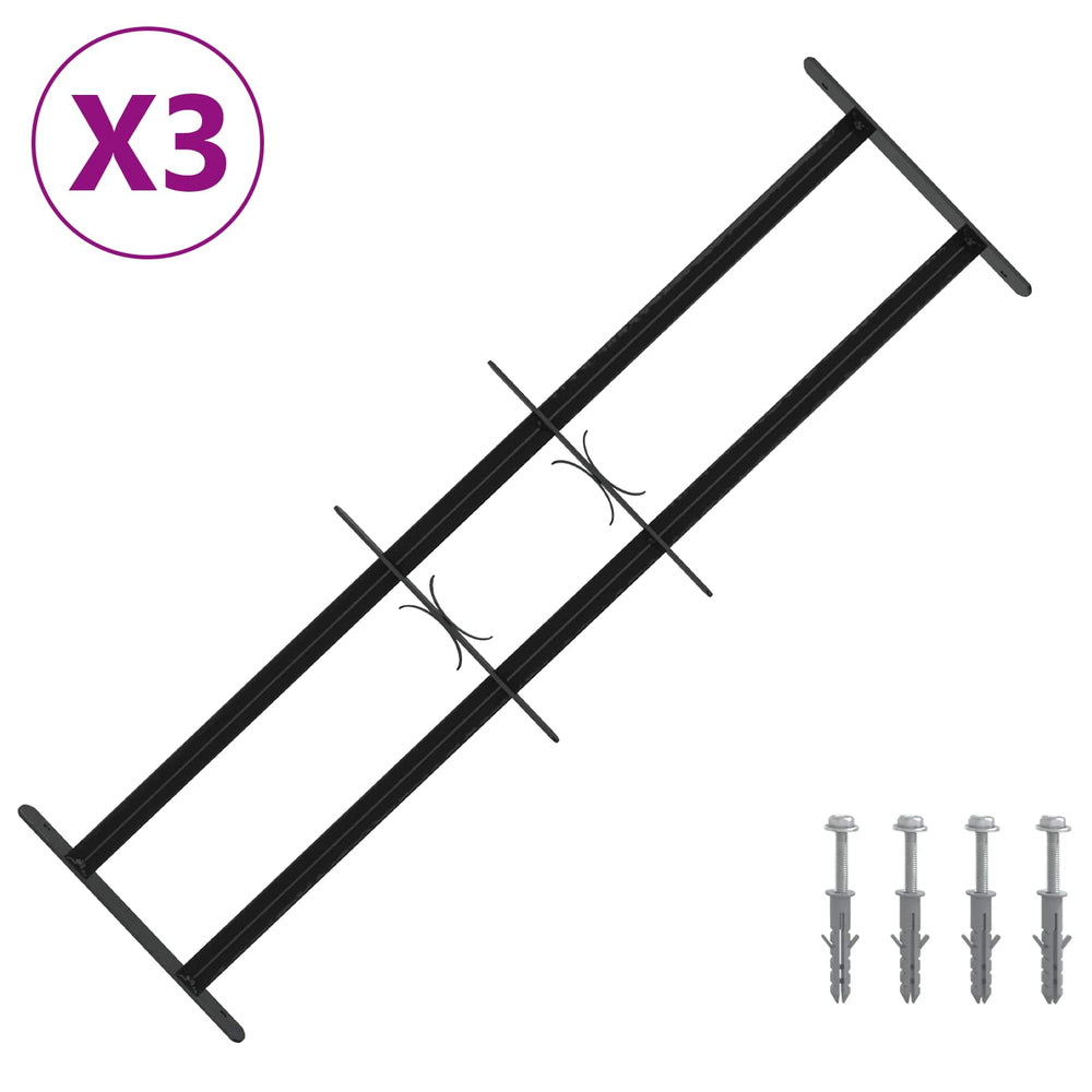 Langų saugos grotelės su 2 skersiniais 3 pcs 63-114 cm