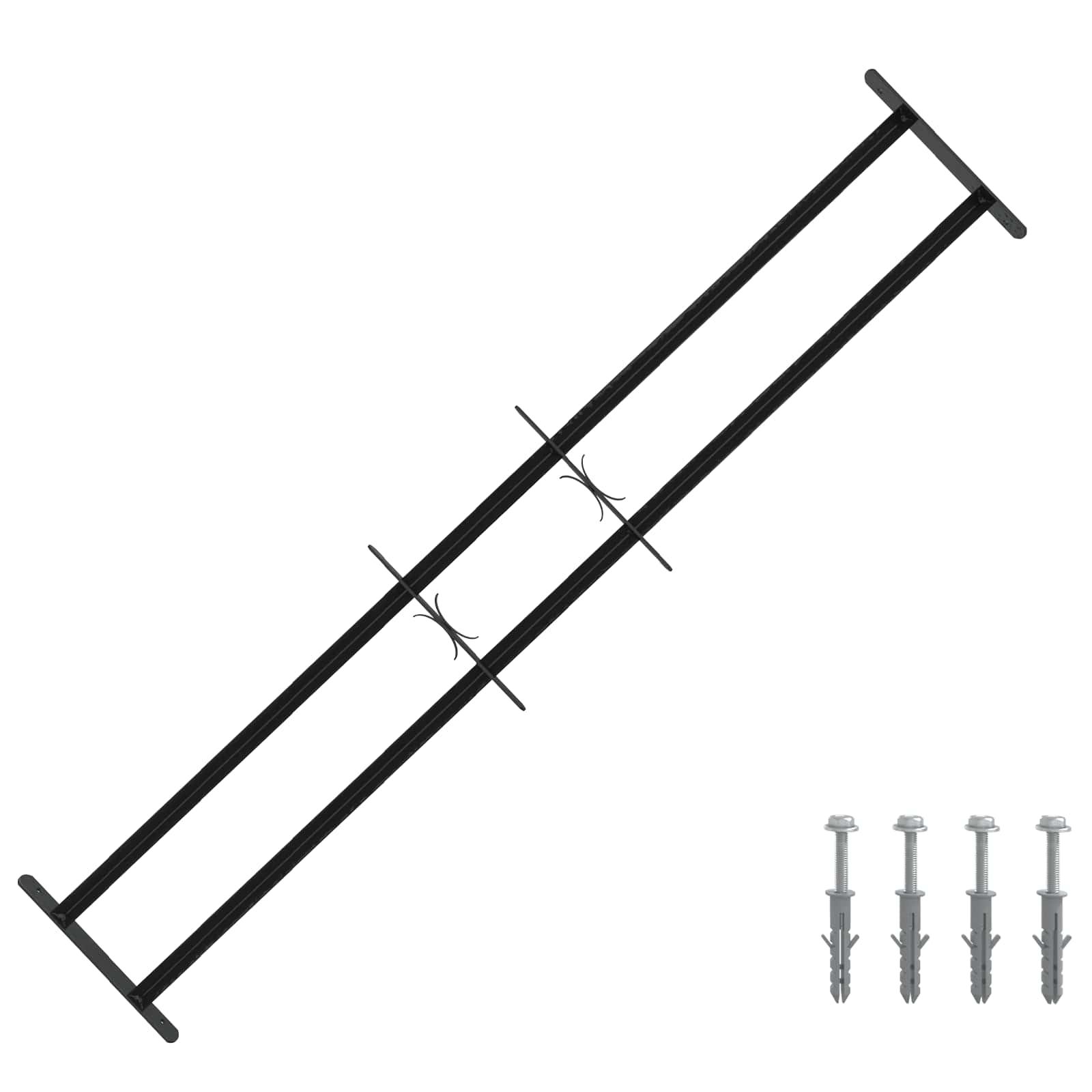 Langų saugos grotelės su 2 skersiniais 3 pcs 93-174 cm