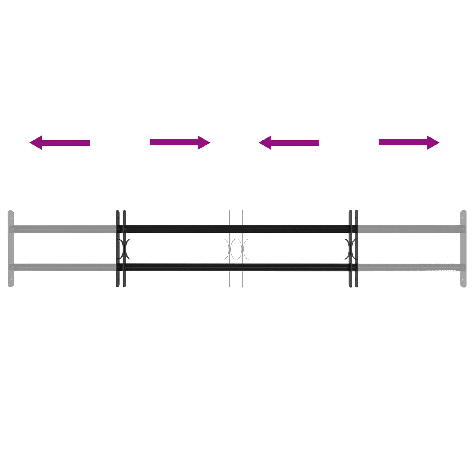 Langų saugos grotelės su 2 skersiniais 3 pcs 93-174 cm
