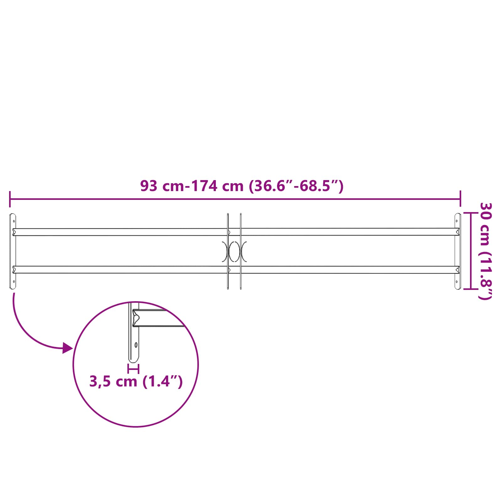 Langų saugos grotelės su 2 skersiniais 3 pcs 93-174 cm