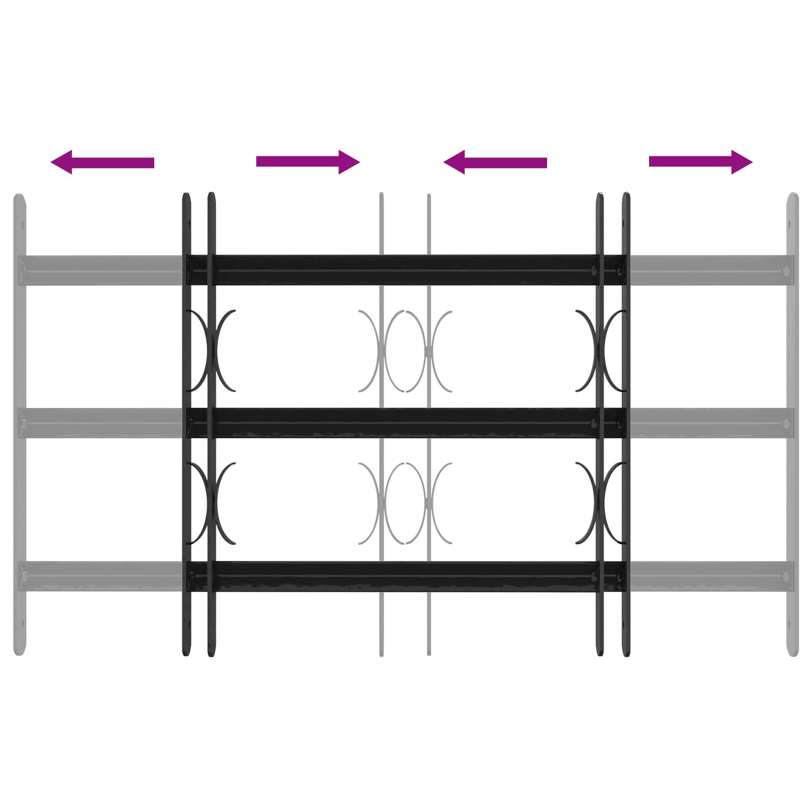 Langų saugos grotelės su 3 skersinėmis 3 pcs 43-74 cm