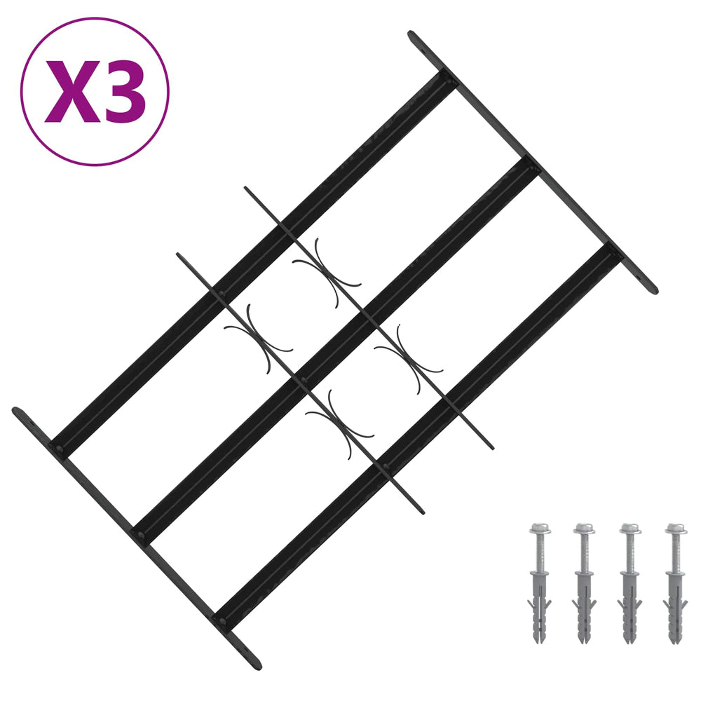 Langų saugos grotelės su 3 skersinėmis 3 pcs 43-74 cm