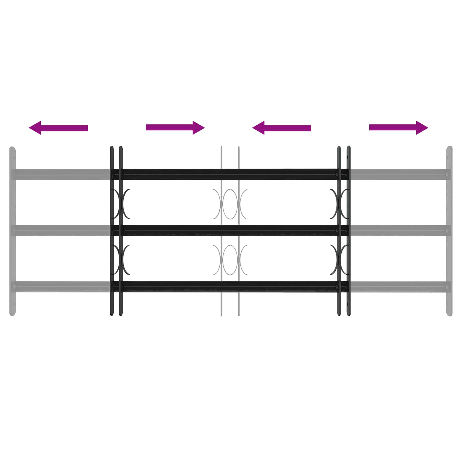 Langų saugos grotelės su 3 skersinėmis 3 pcs 63-114 cm