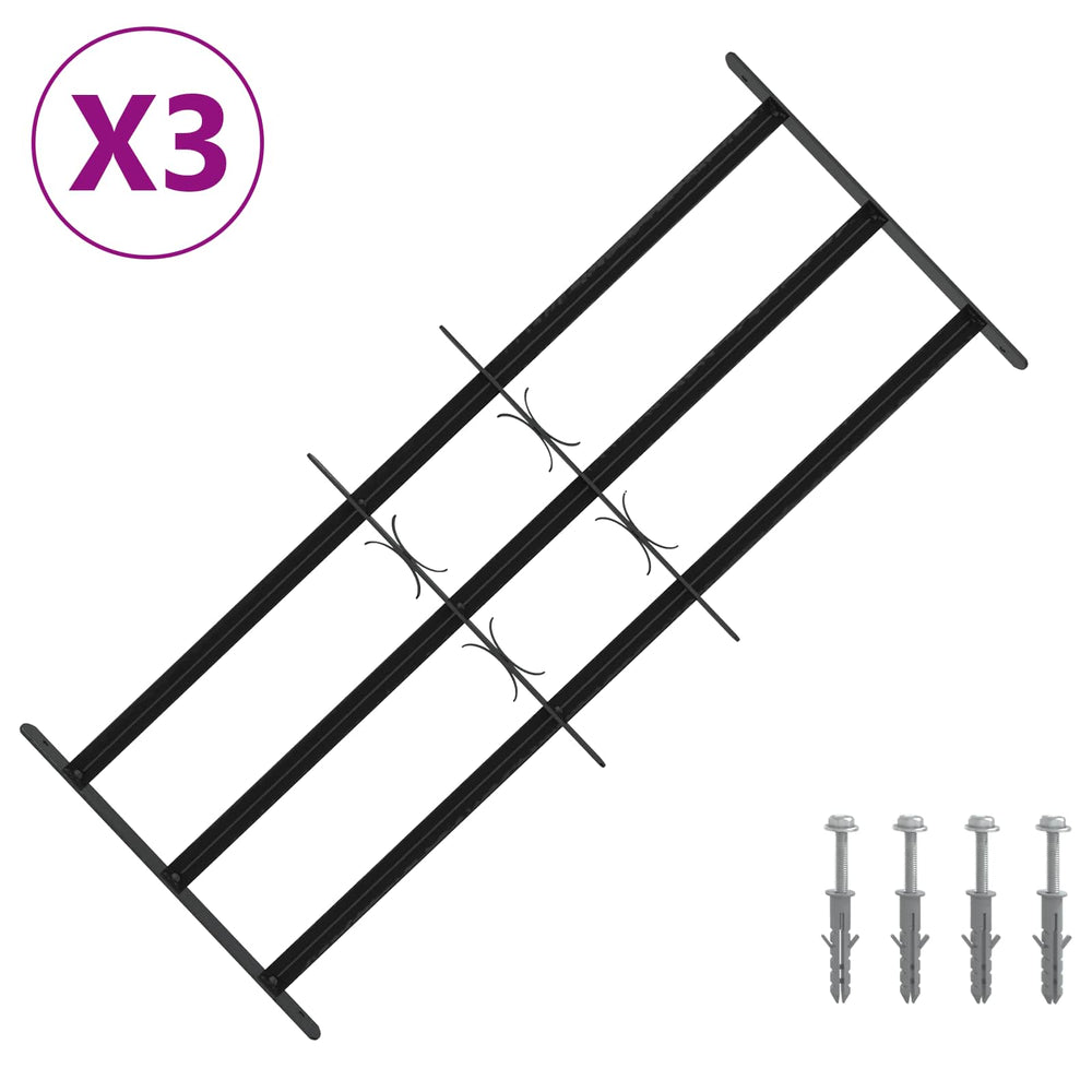 Langų saugos grotelės su 3 skersinėmis 3 pcs 63-114 cm