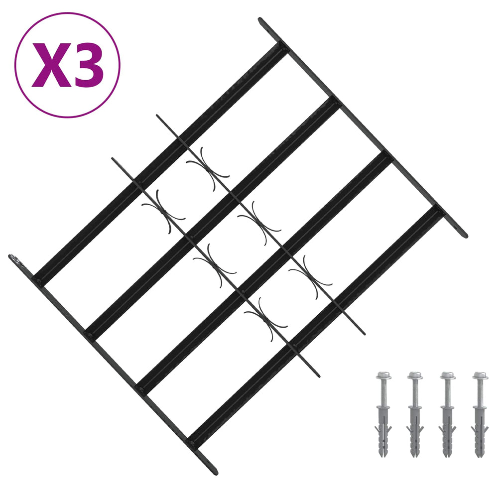 Saugumo grotelės langams su 4 kryžmėmis 3 pcs 43-74 cm