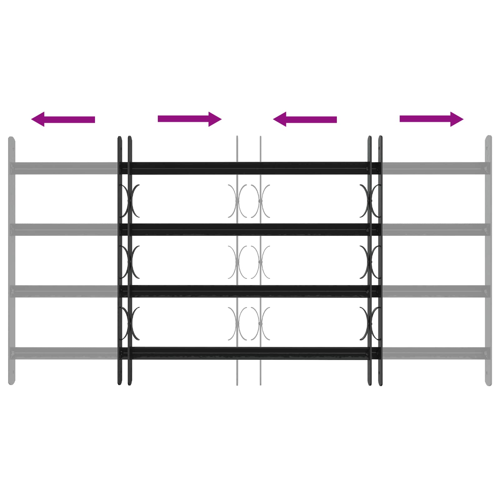 Saugumo grotelės langams su 4 kryžmėmis 3 pcs 63-114 cm