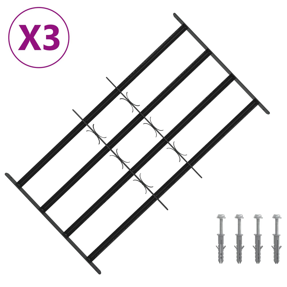 Saugumo grotelės langams su 4 kryžmėmis 3 pcs 63-114 cm