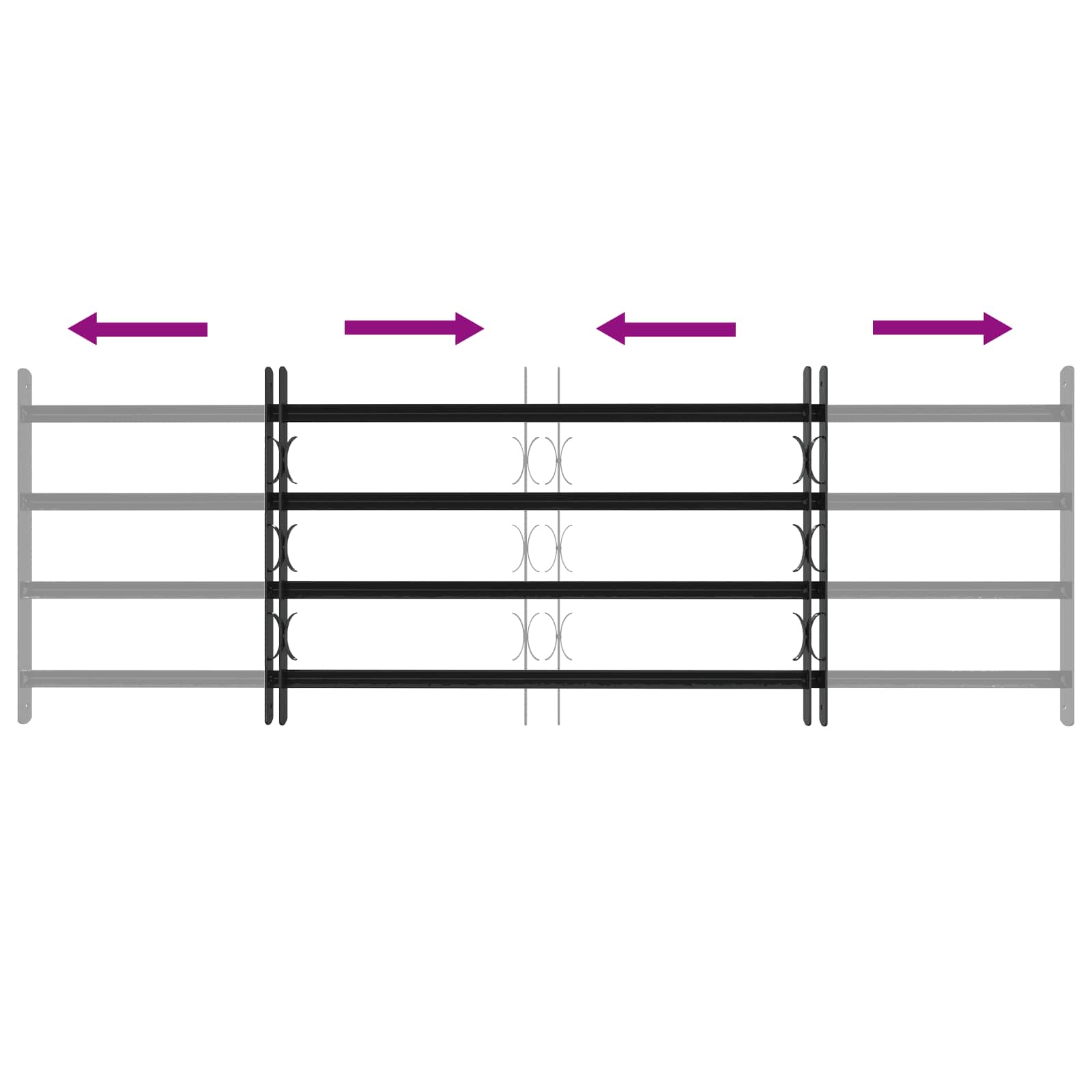Saugumo grotelės langams su 4 kryžmėmis 3 pcs 93-174 cm