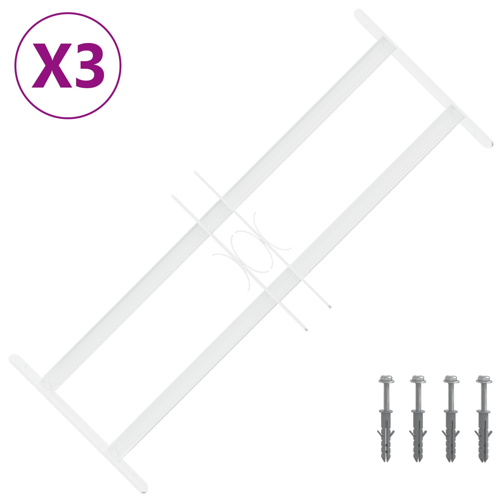 Langų saugos grotelės su 2 skersiniais 3 pcs 43-74 cm