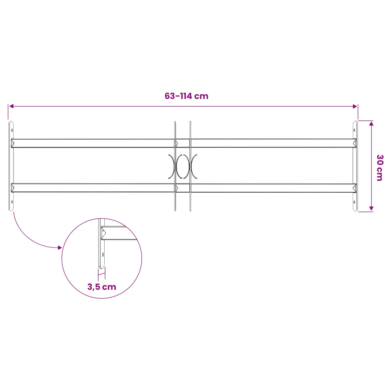 Langų saugos grotelės su 2 skersiniais 3 pcs 63-114 cm